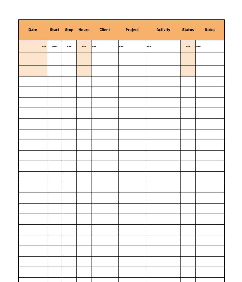 Blank Excel Timesheet Templates Printable Free
