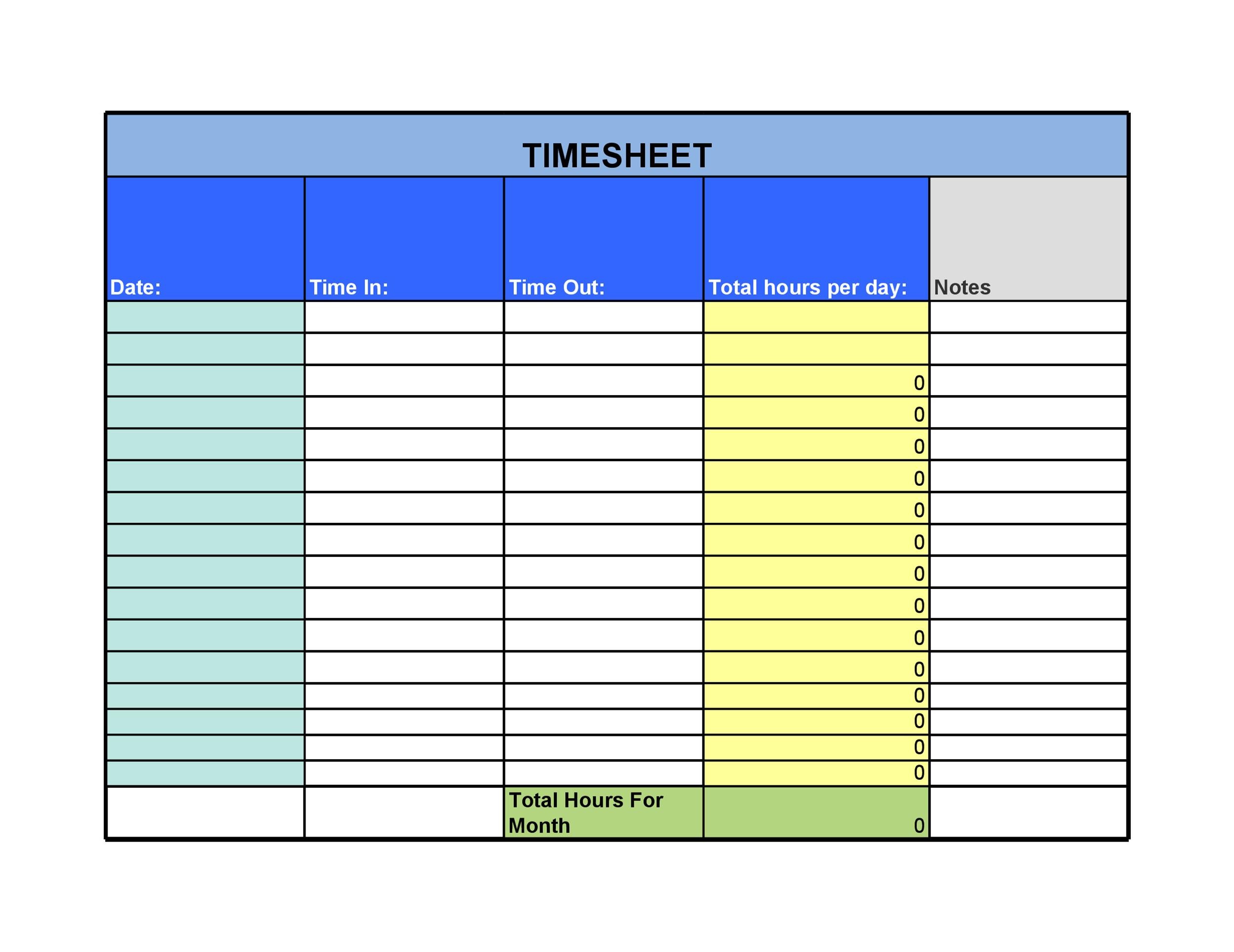 free download timesheet template excel