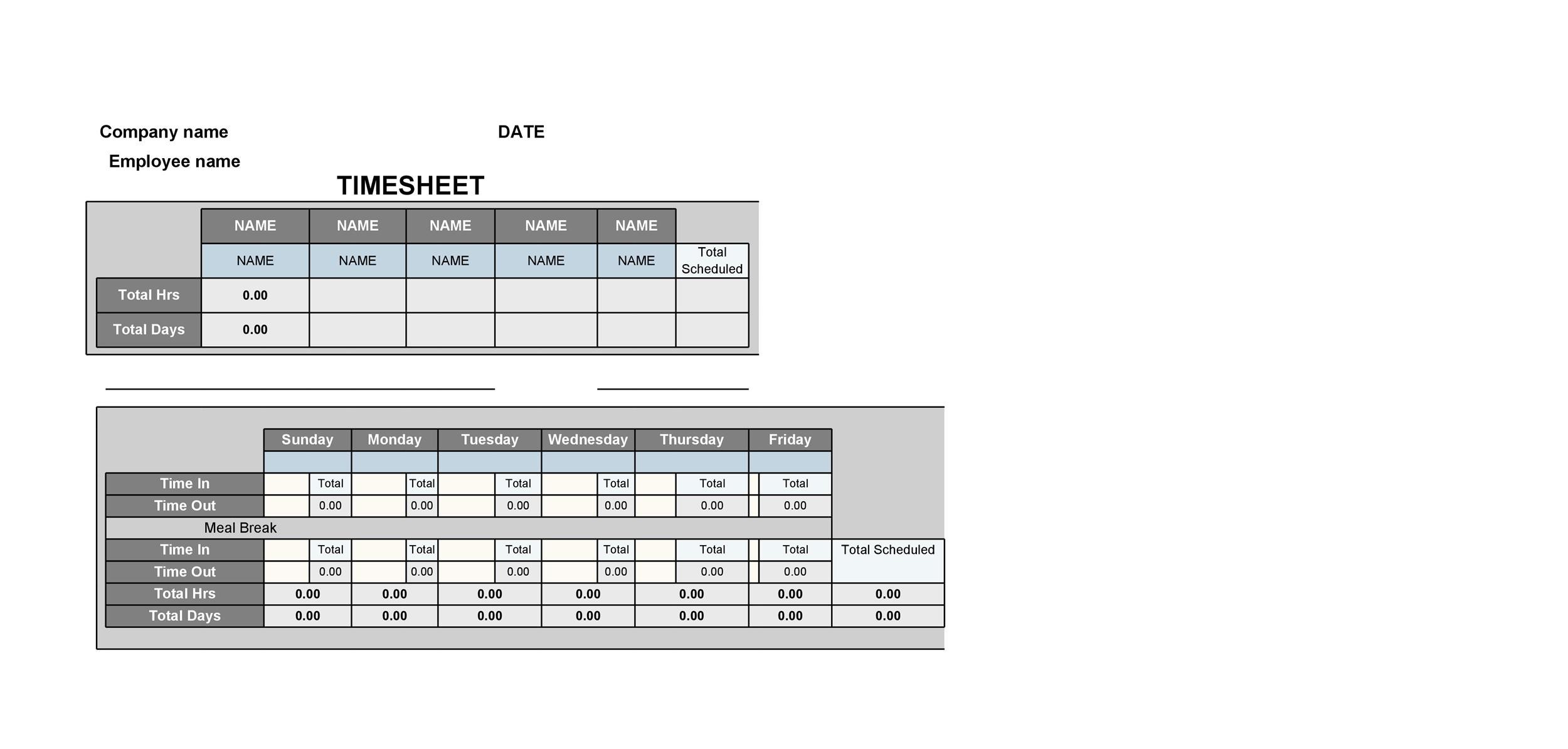 Free Time sheet Template 30