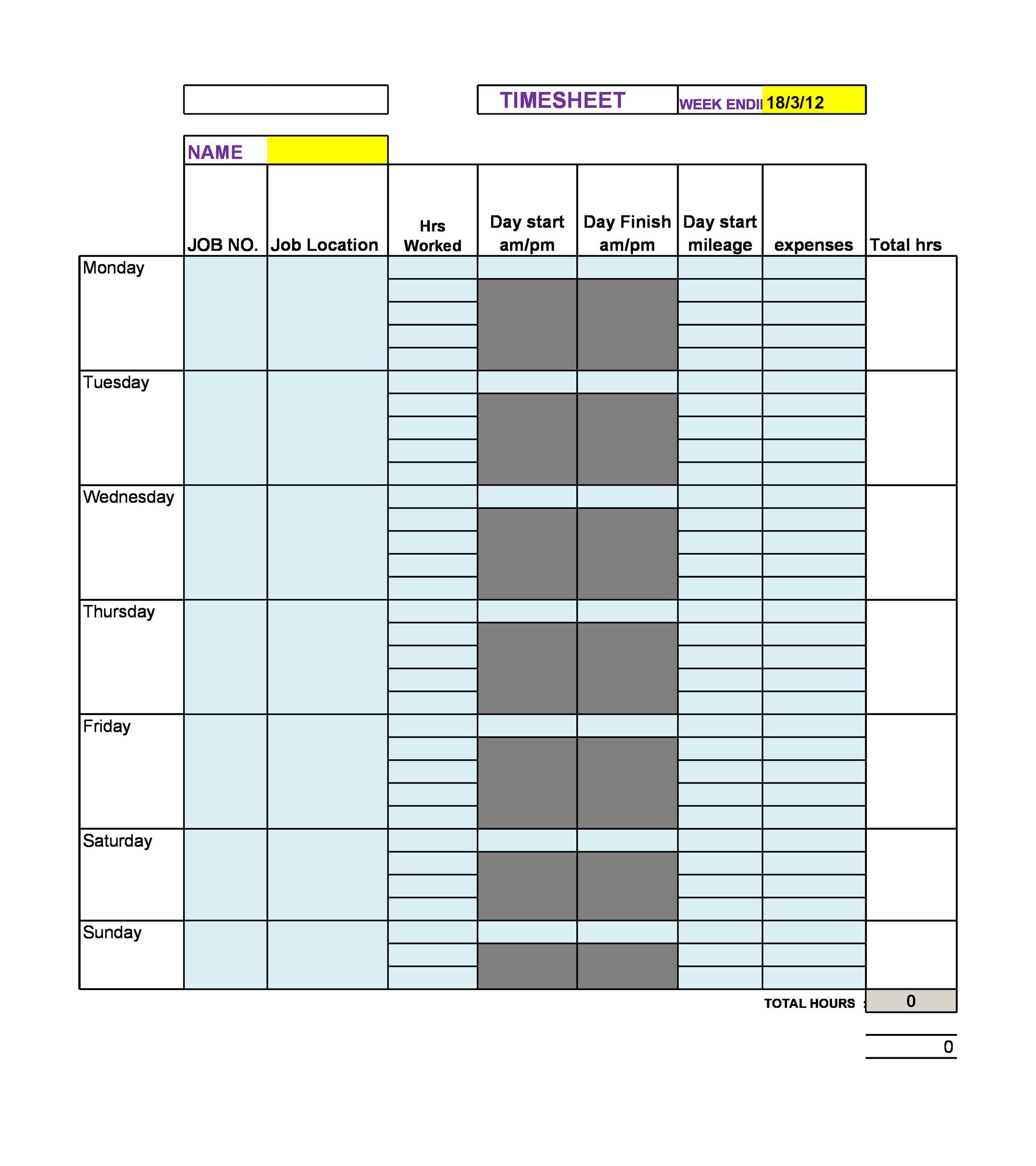 Free Time sheet Template 31