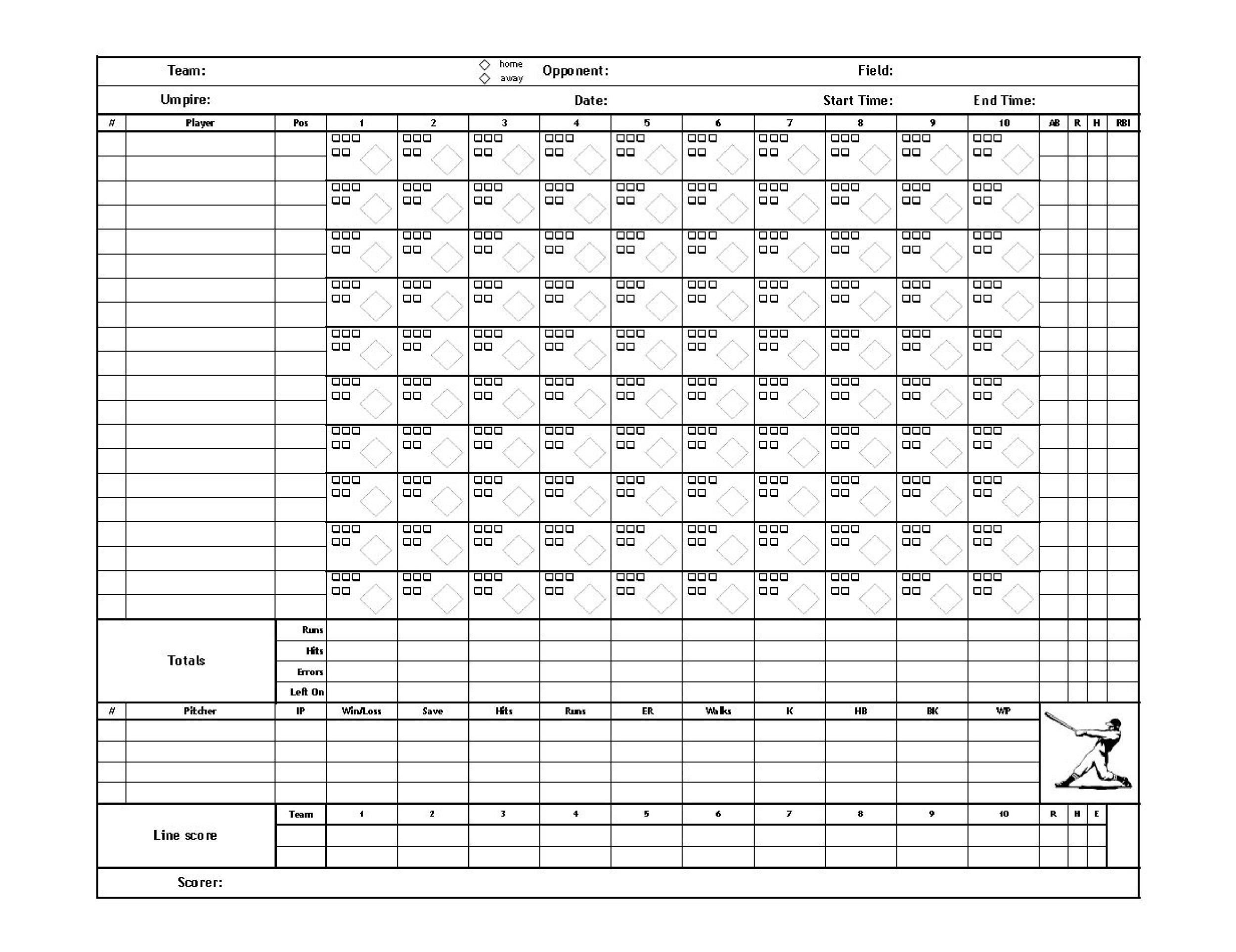 Free Baseball Score sheet Template 11