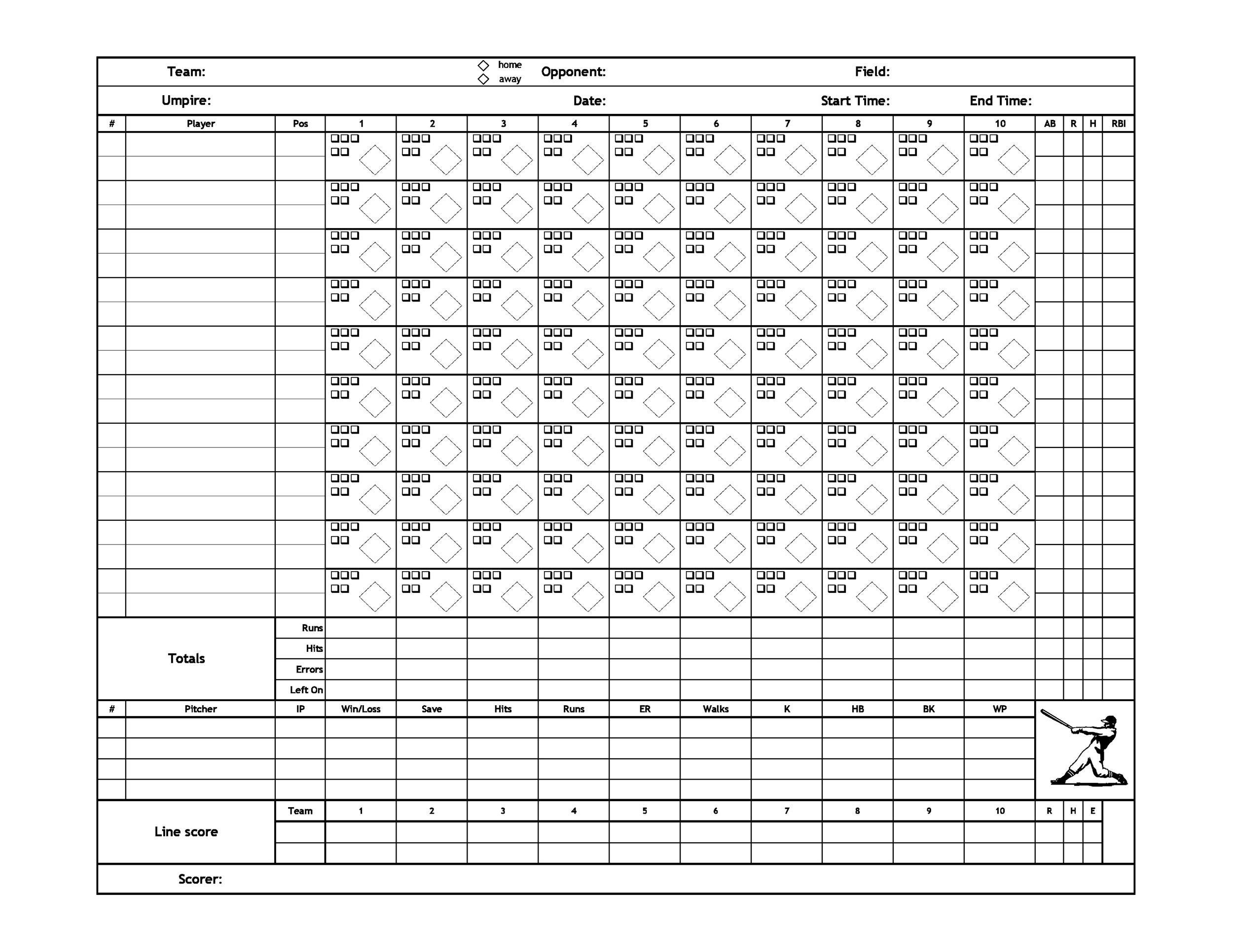 Free Baseball Score sheet Template 26