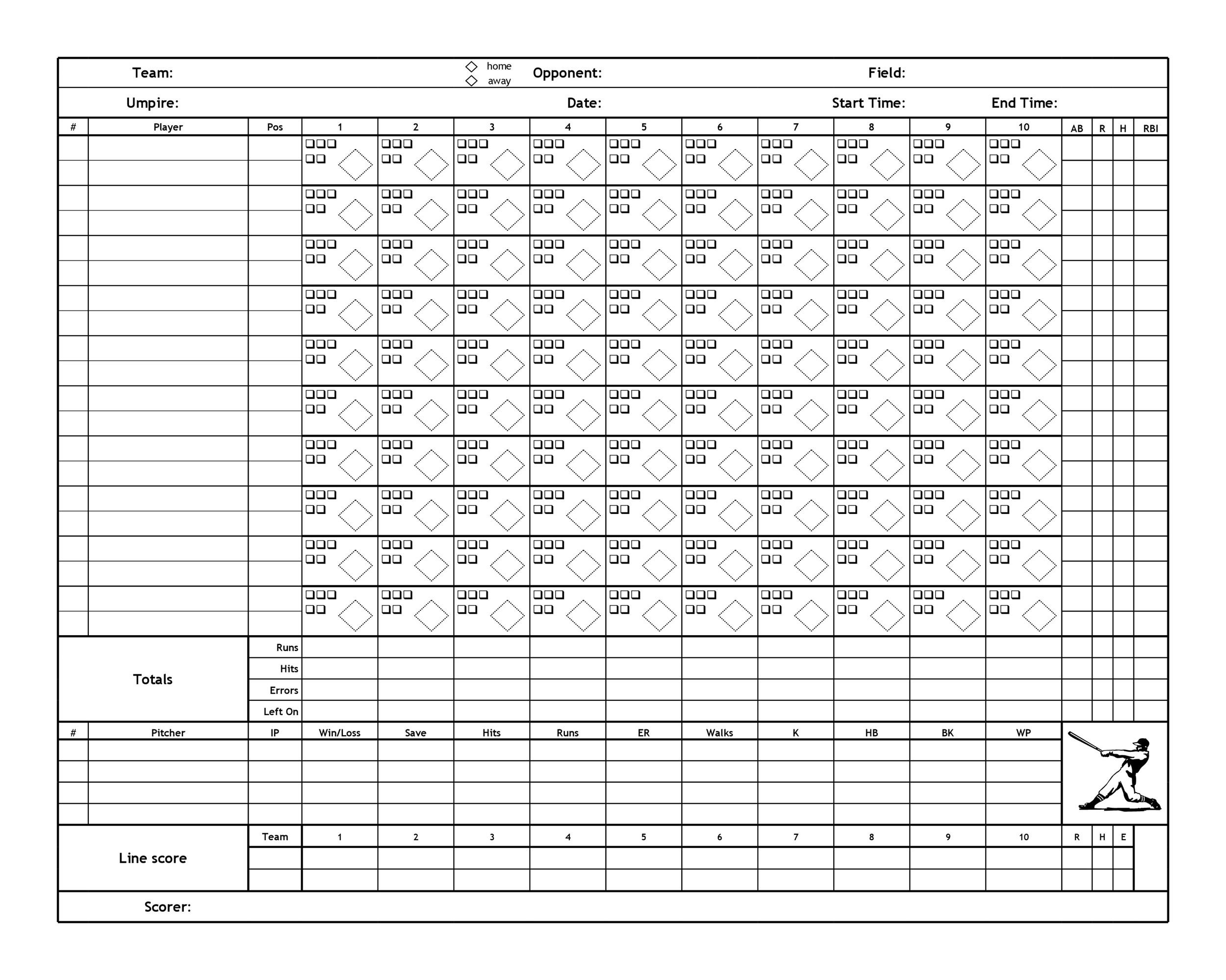 Free Baseball Score sheet Template 31