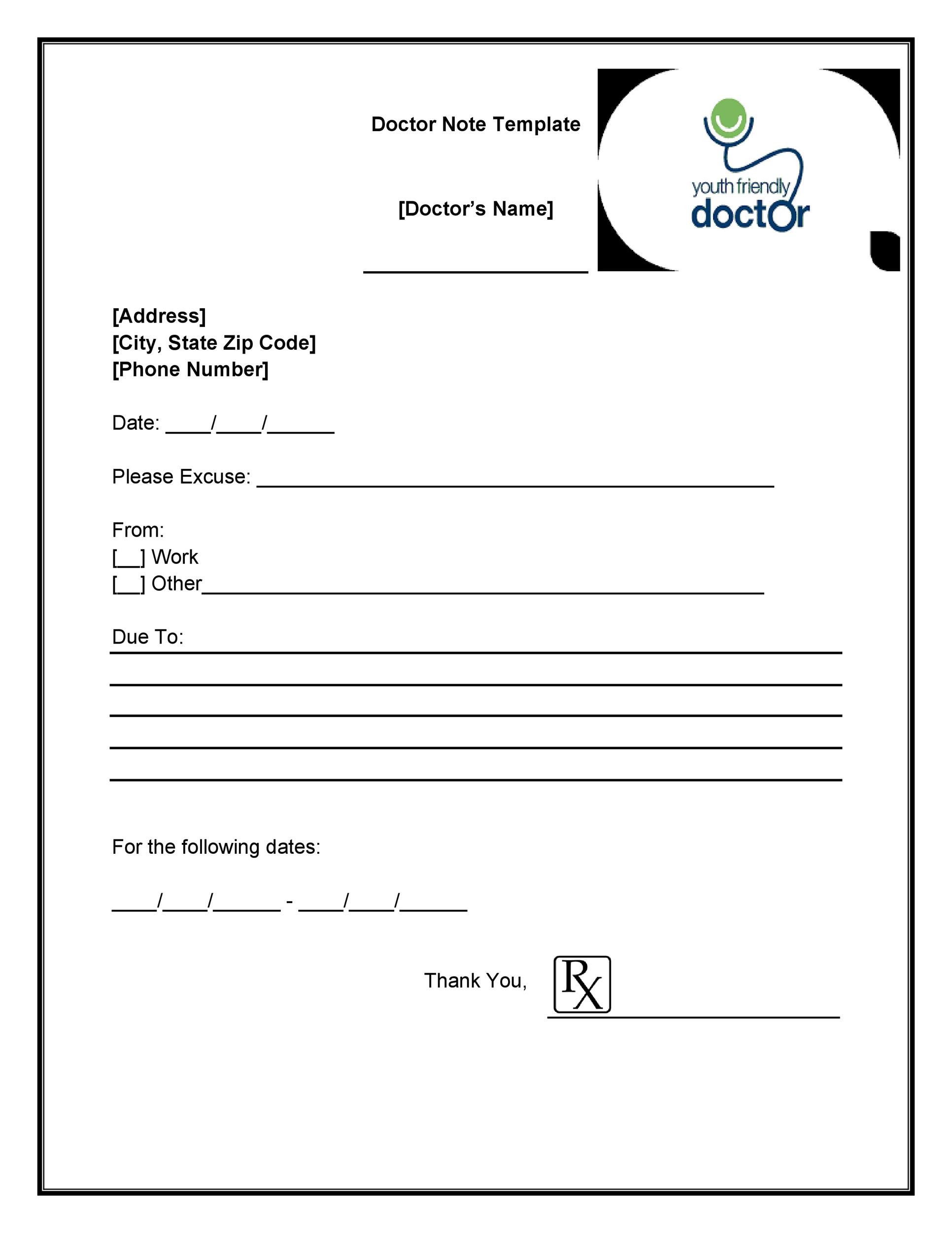 Free Dr Excuse Template