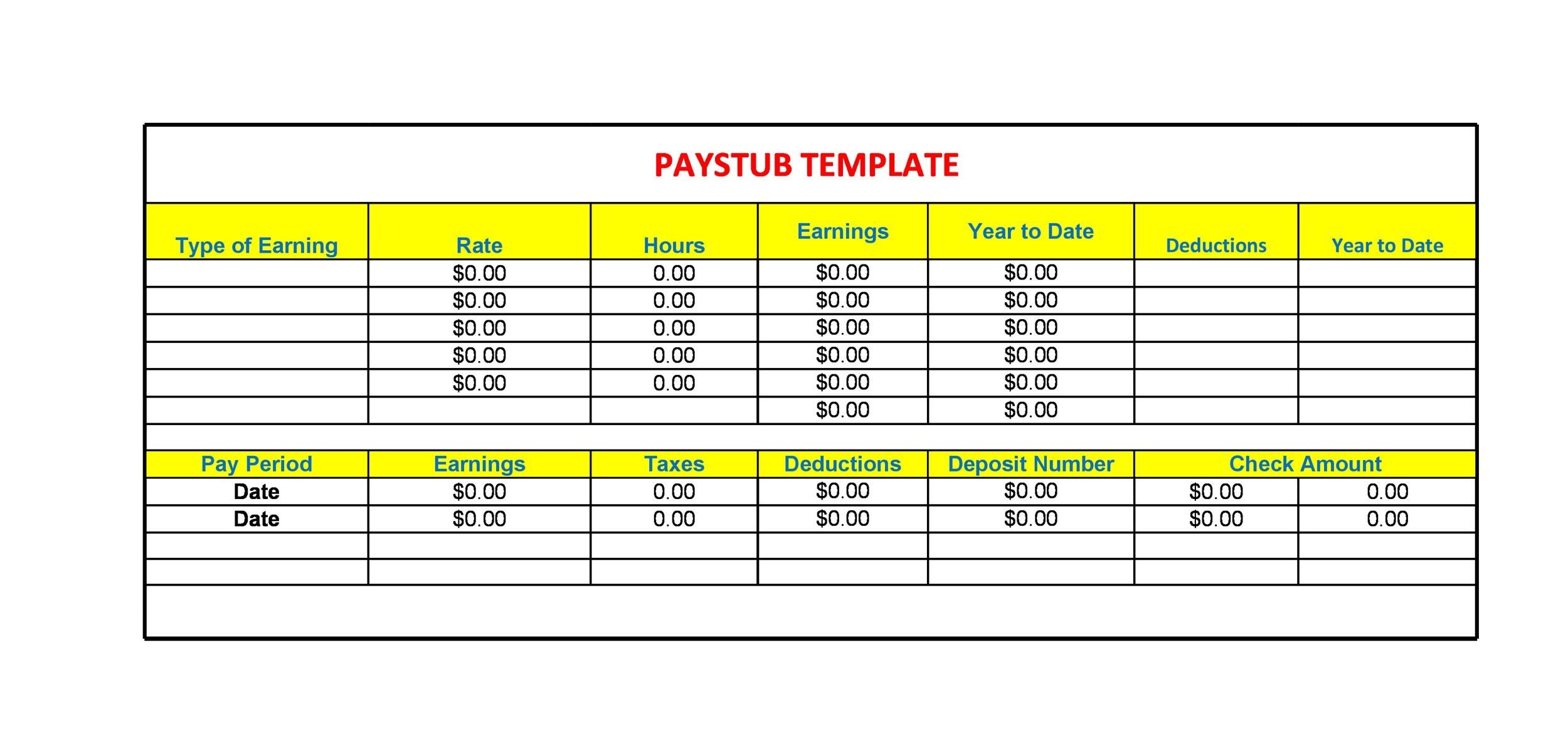 25 Great Pay Stub / Paycheck Stub Templates