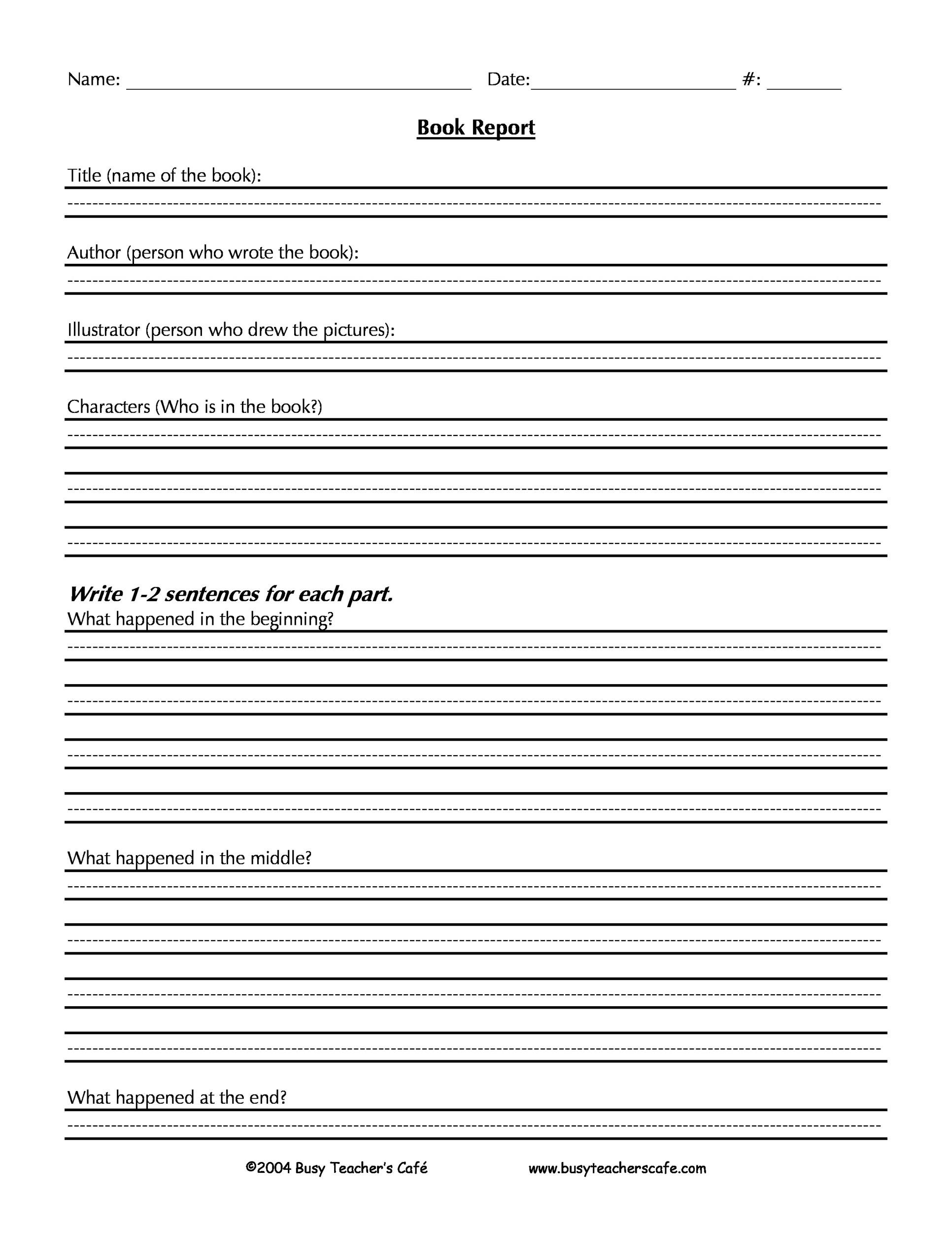 high school book report template free printable