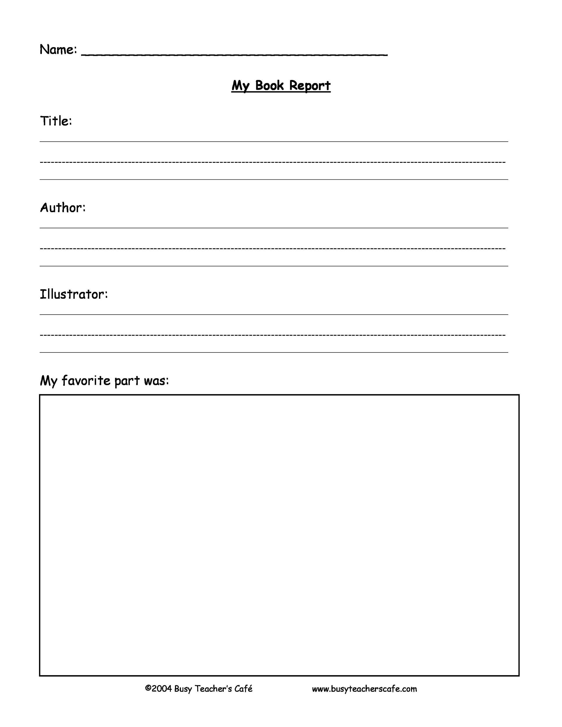 Free Book Report Template 30