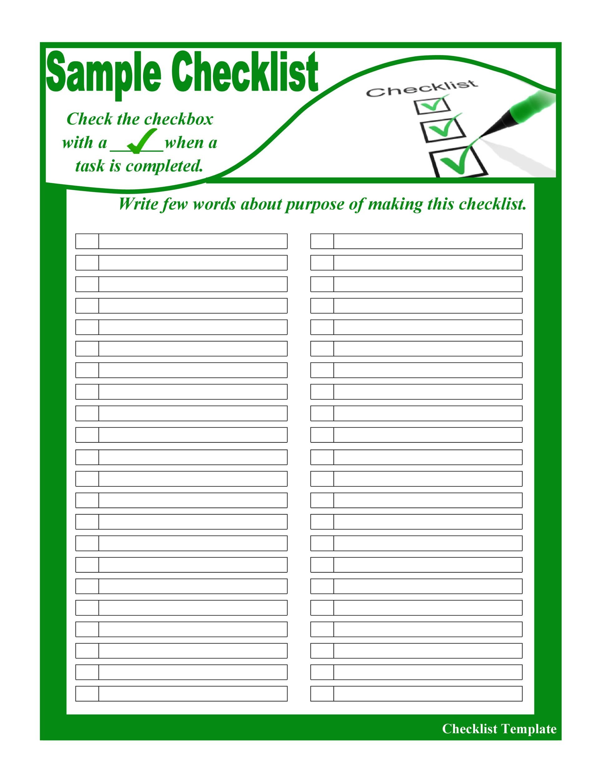 Checklist Templates For Word