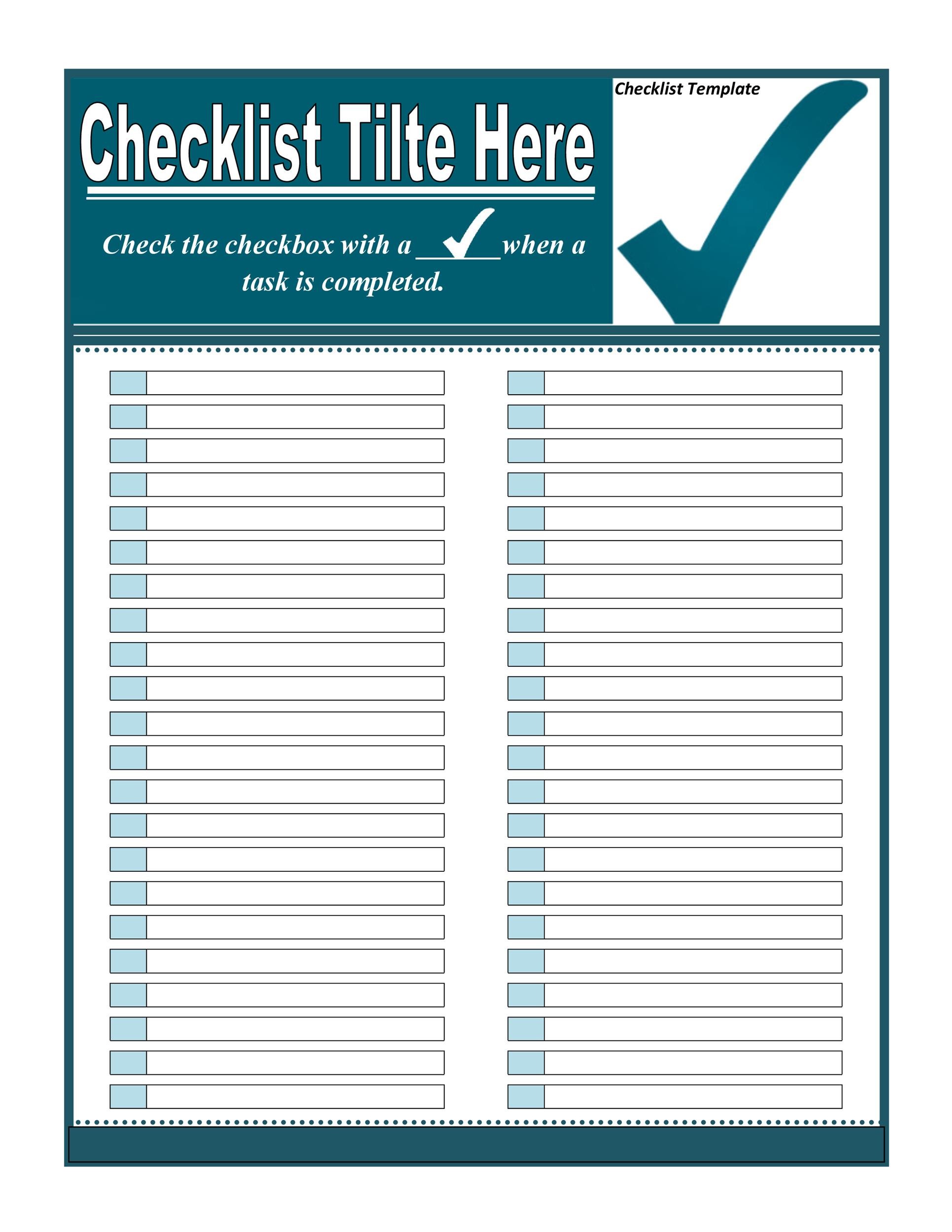 Printable To Do Checklist Template