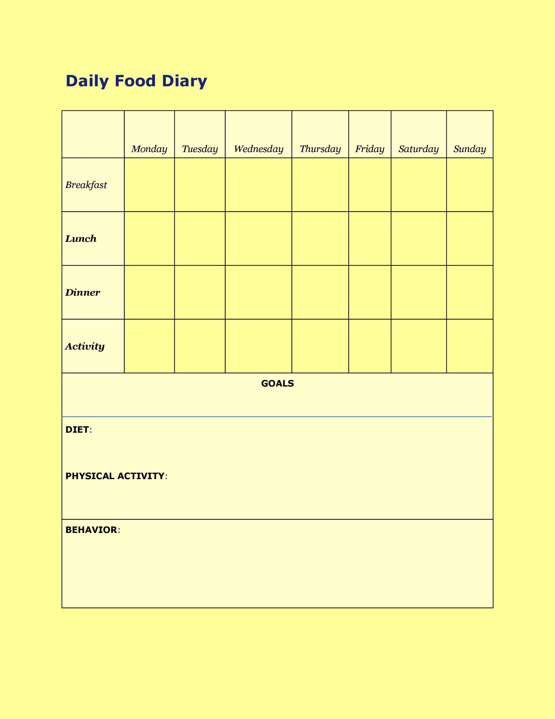 40-simple-food-diary-templates-food-log-examples