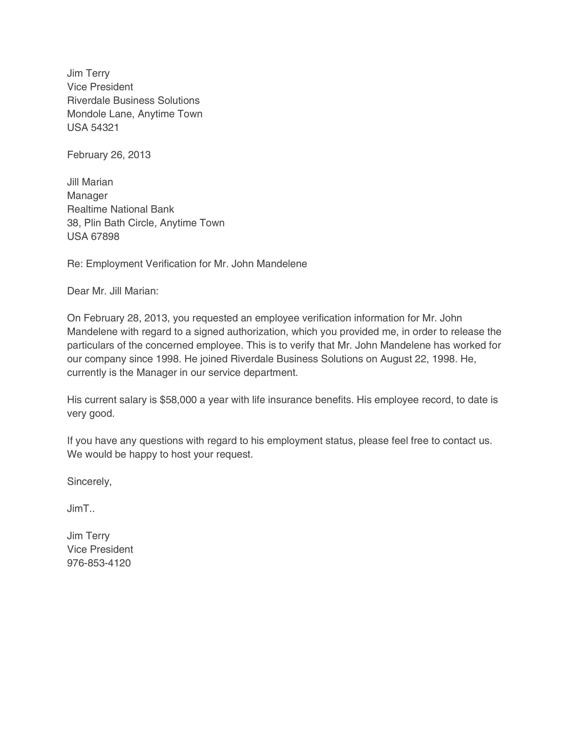 Letter Of Unemployment Verification For Your Needs Letter Template 