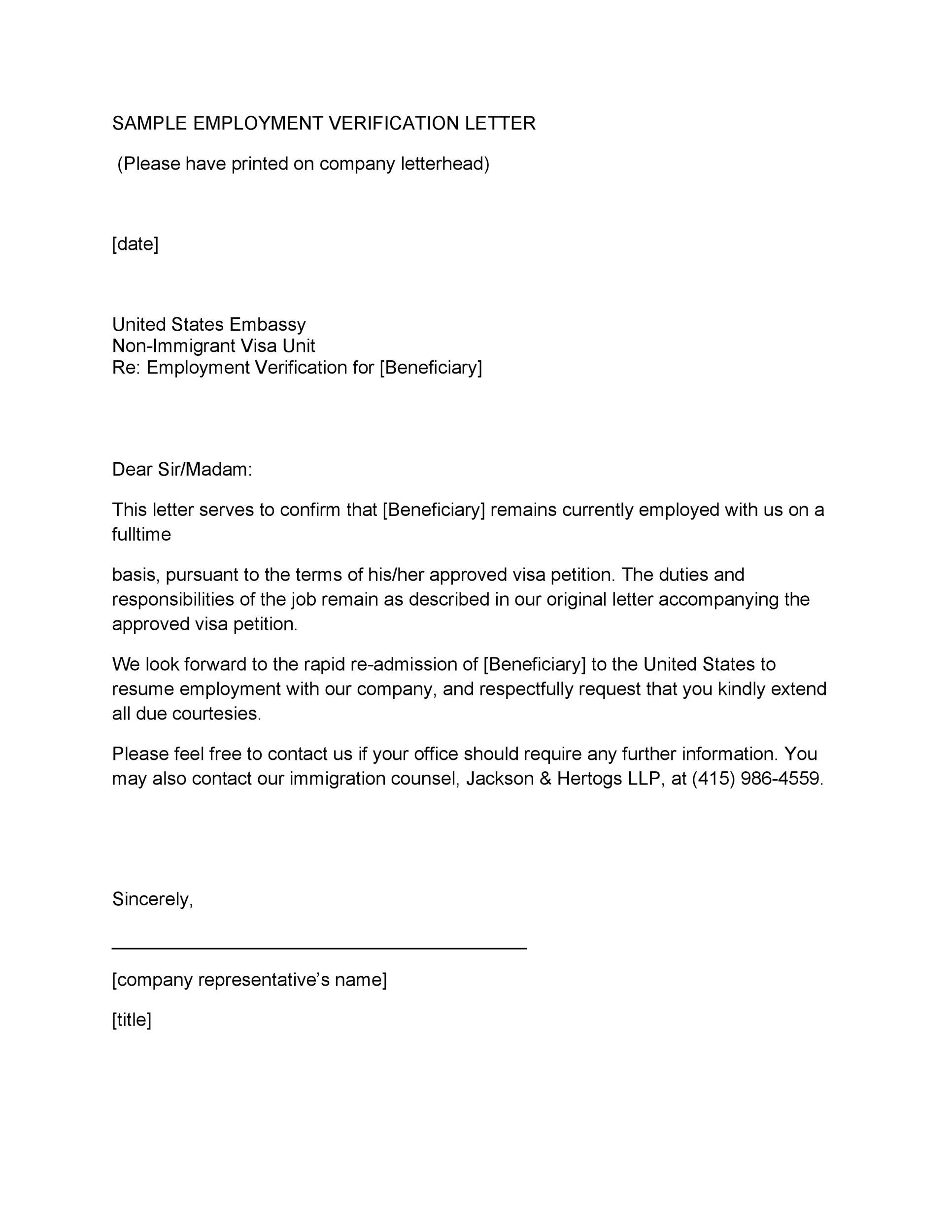 Free Proof of Employment Letter Template 19