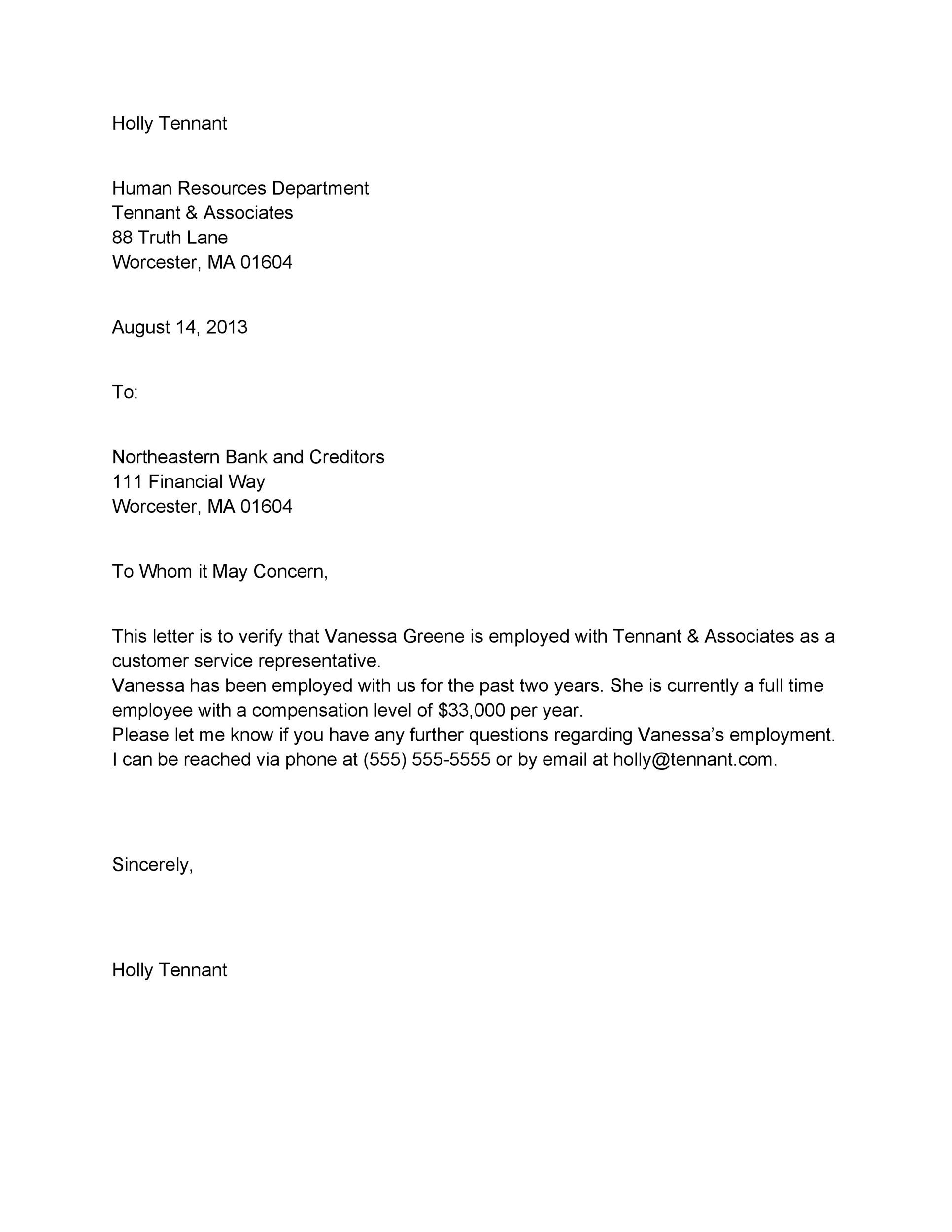 Free Proof of Employment Letter Template 33