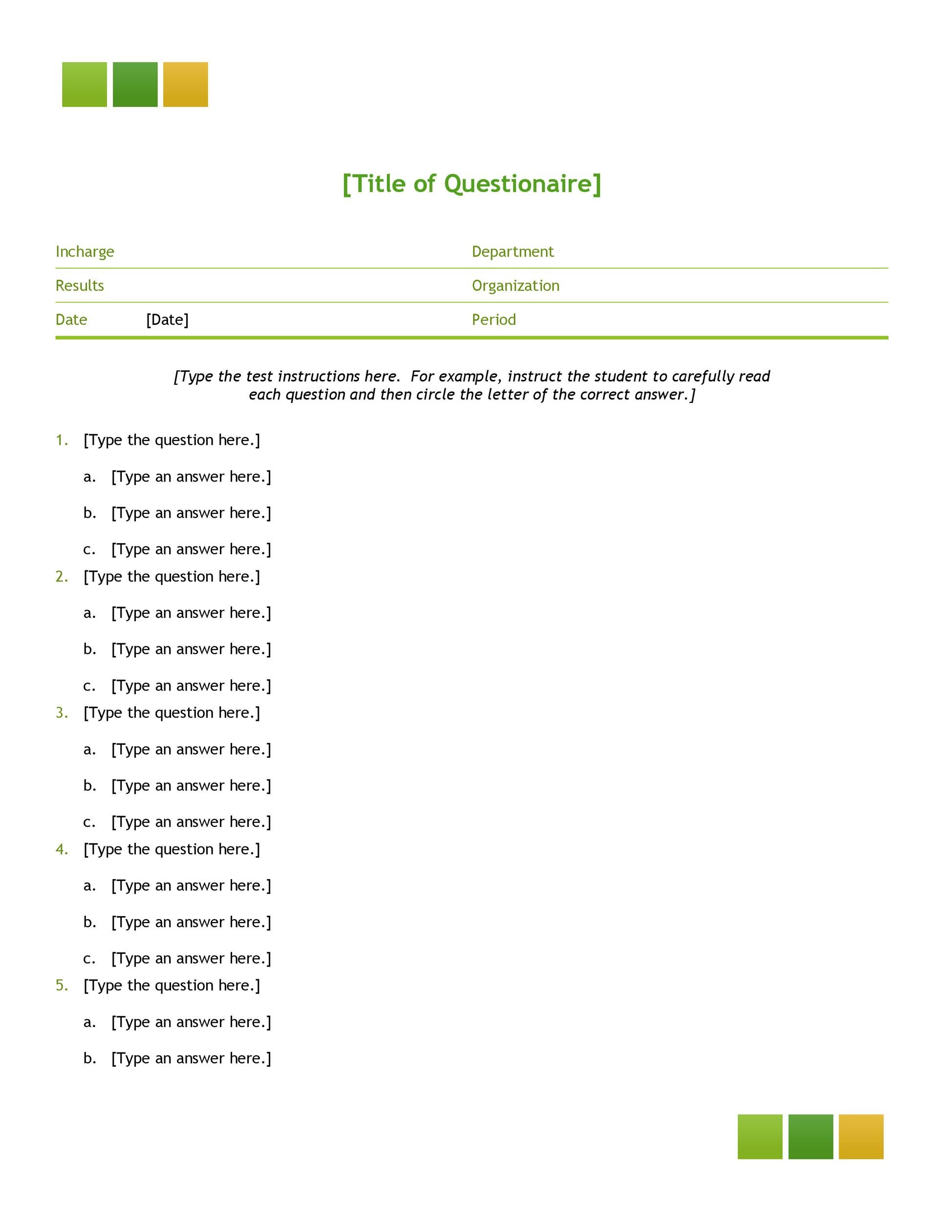 research questionnaire template word