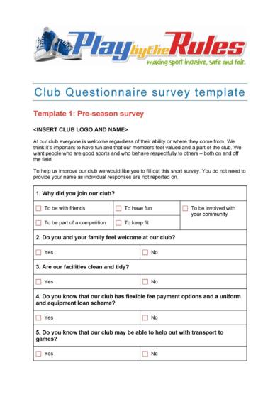 Questionnaire Templates