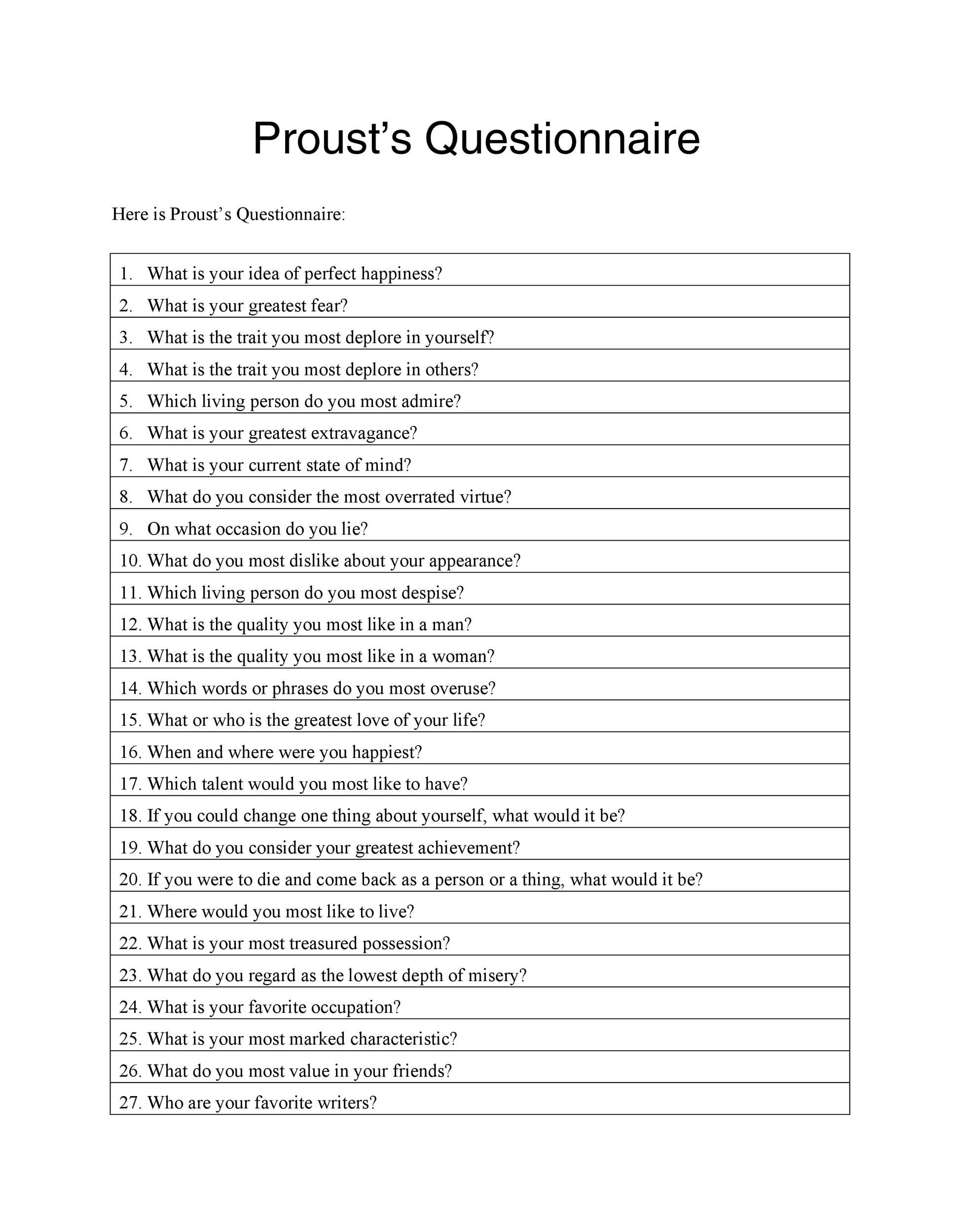 Free Questionnaire Template 21