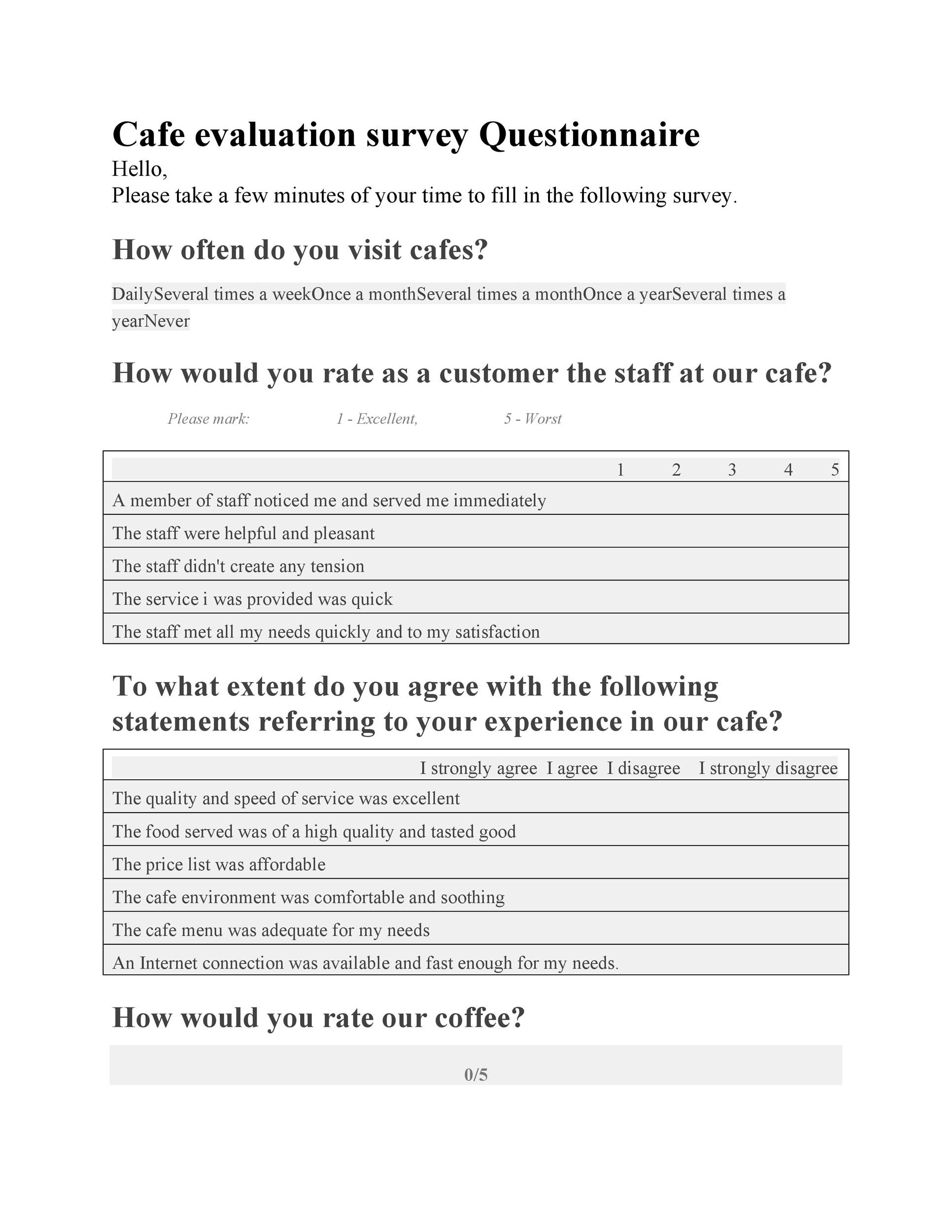 Free Questionnaire Template 32