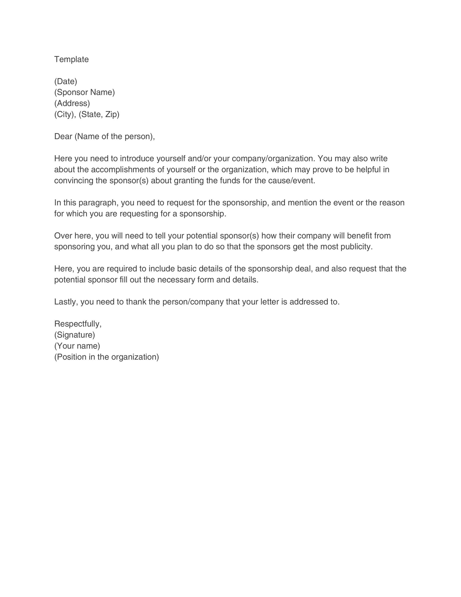 Sample Sports Sponsorship Letter from templatelab.com