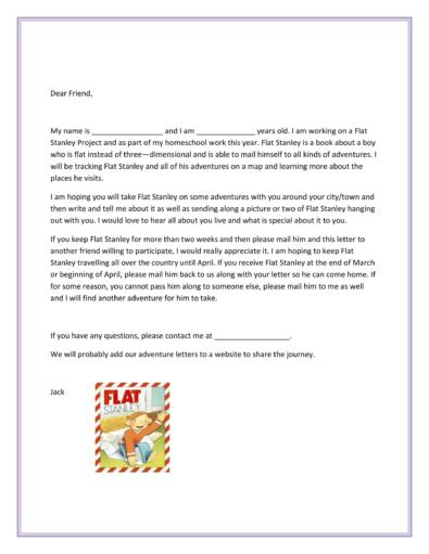 flat stanley return letter examples