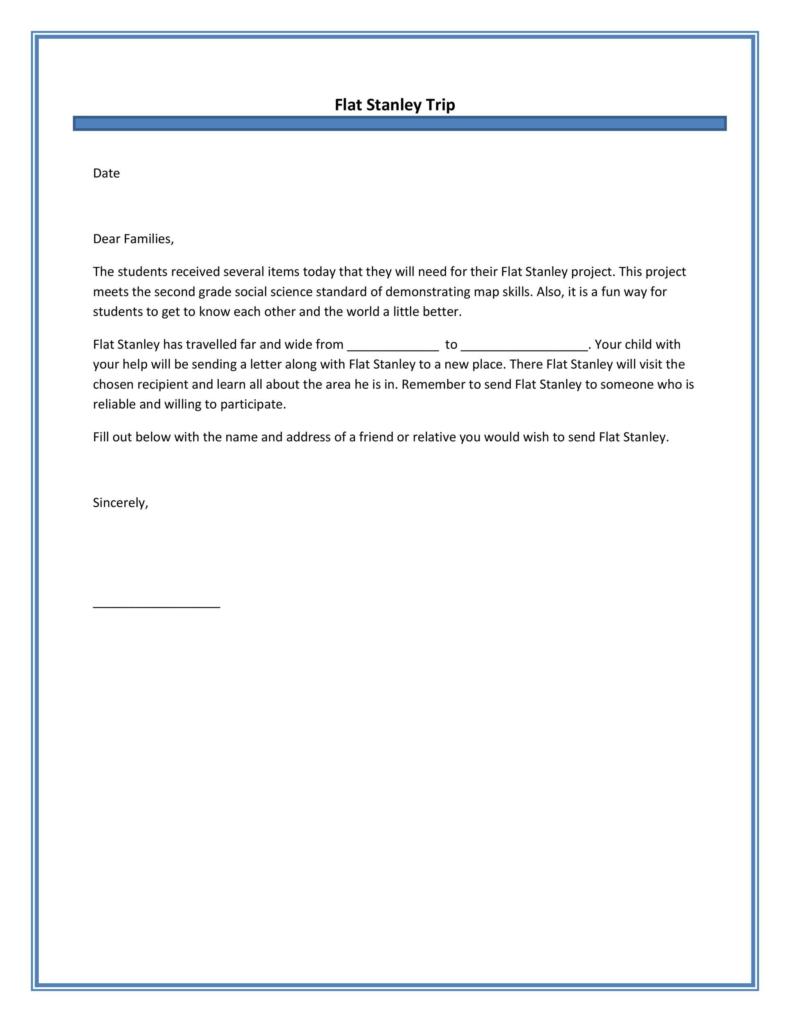 flat stanley letter to recipient