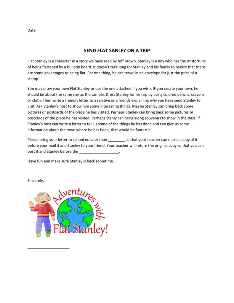 flat stanley return letter examples