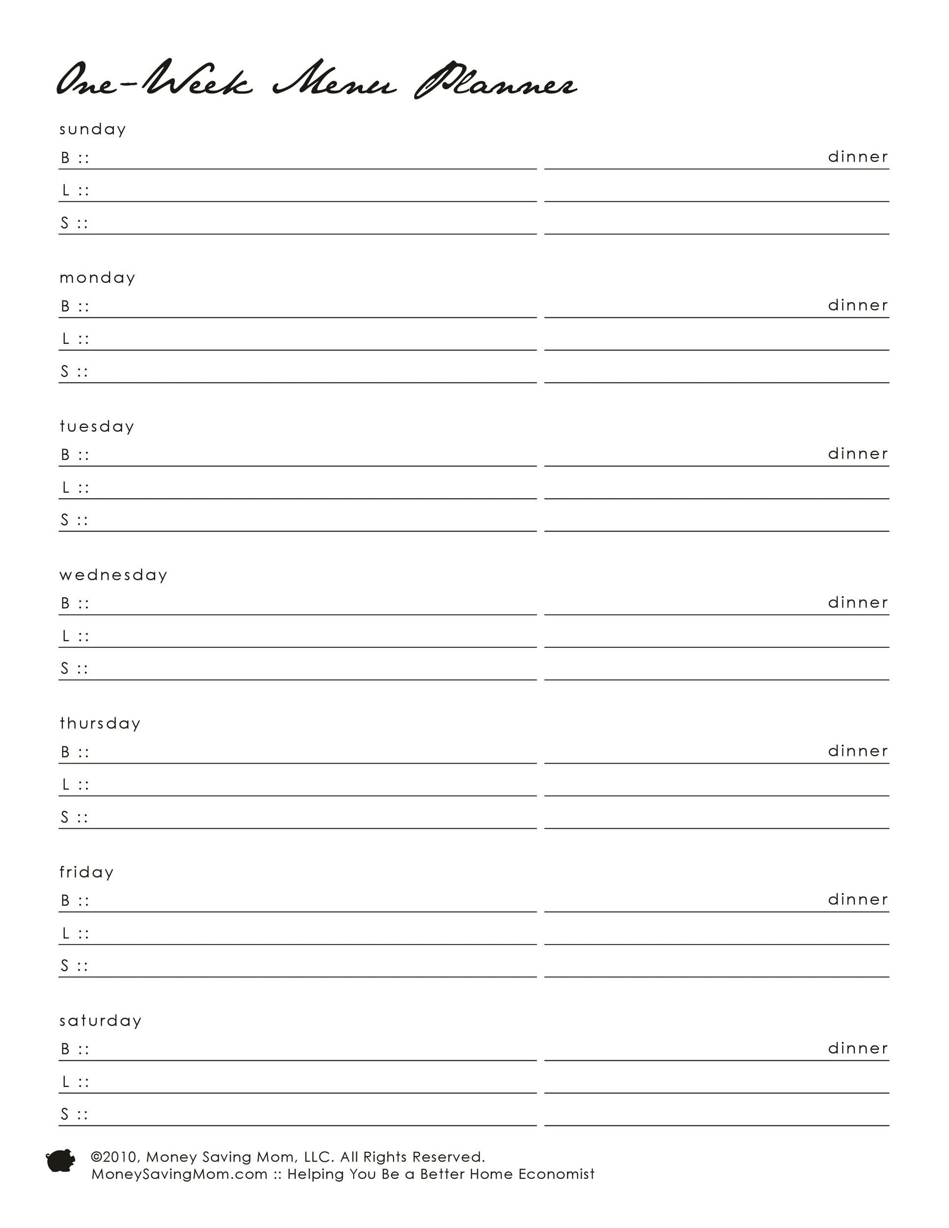 Free Meal Plan Template 01