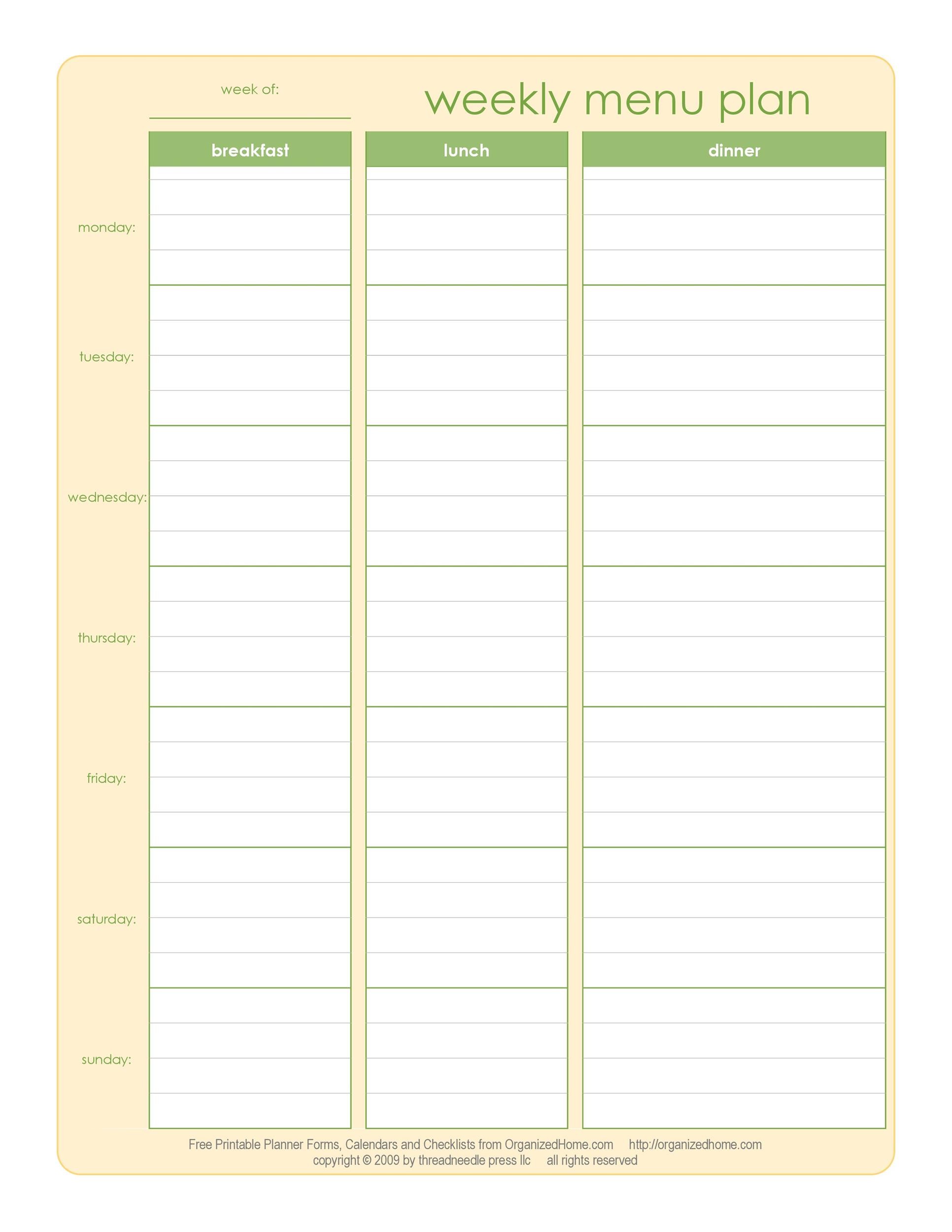 Free Meal Plan Template 04