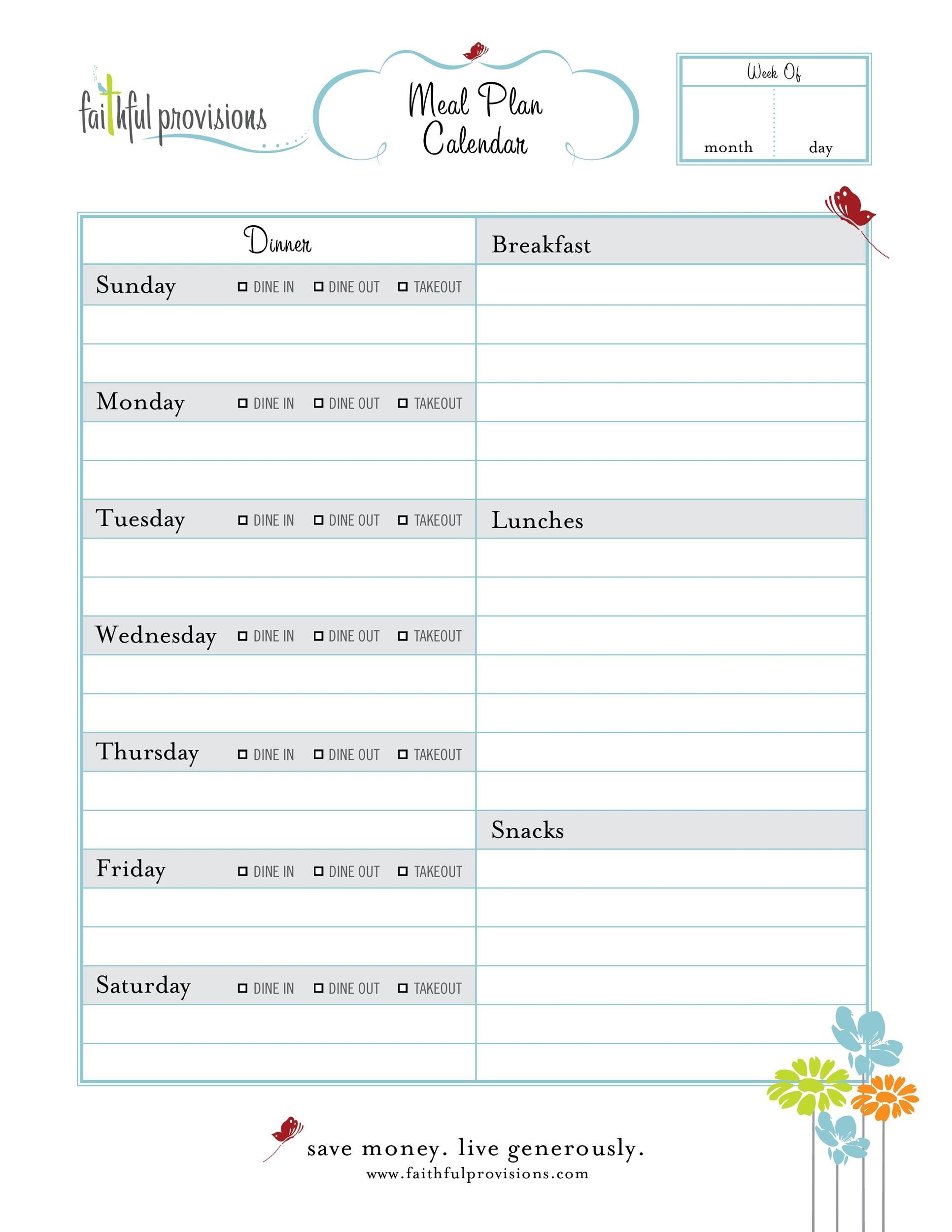 Free Meal Plan Template 05