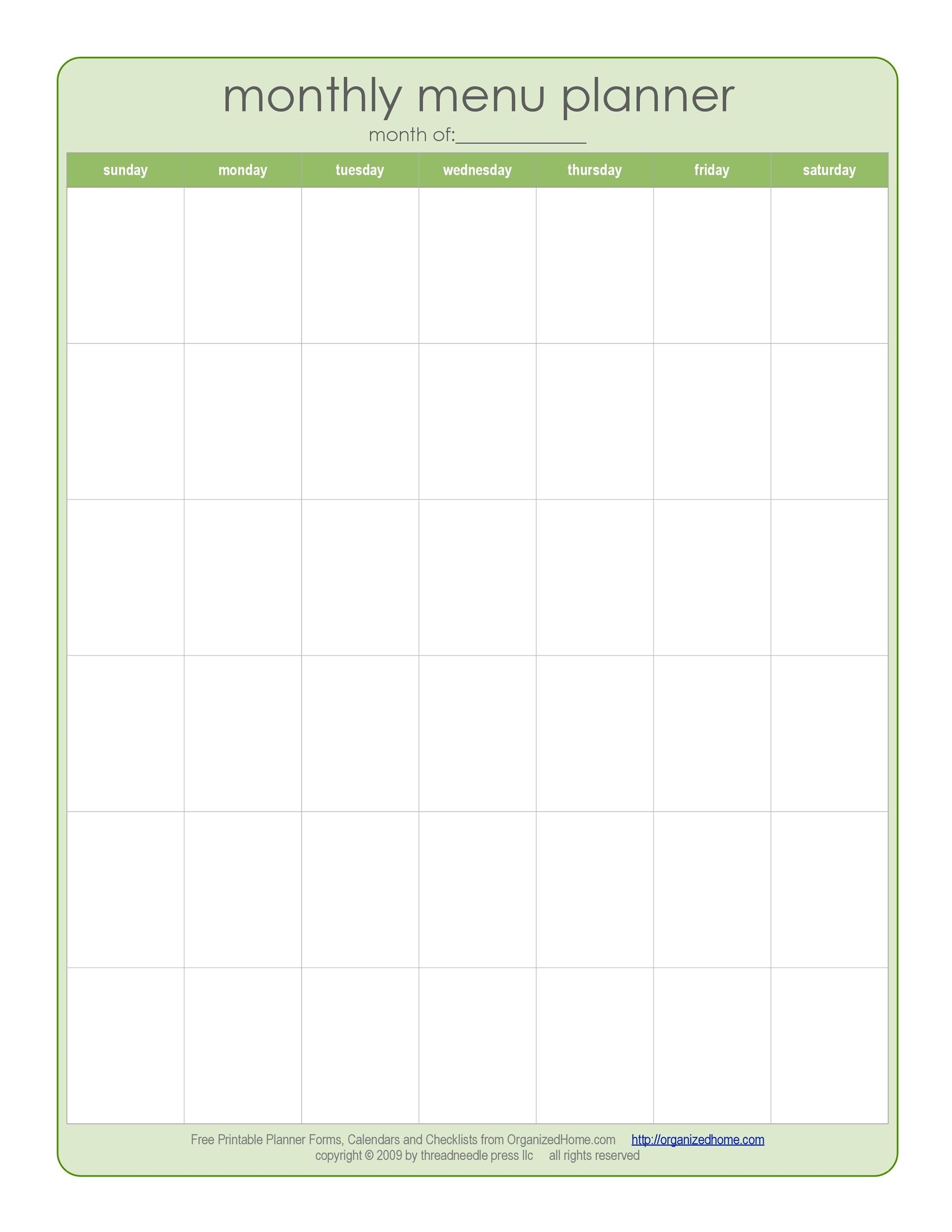 meal planning blank sheets