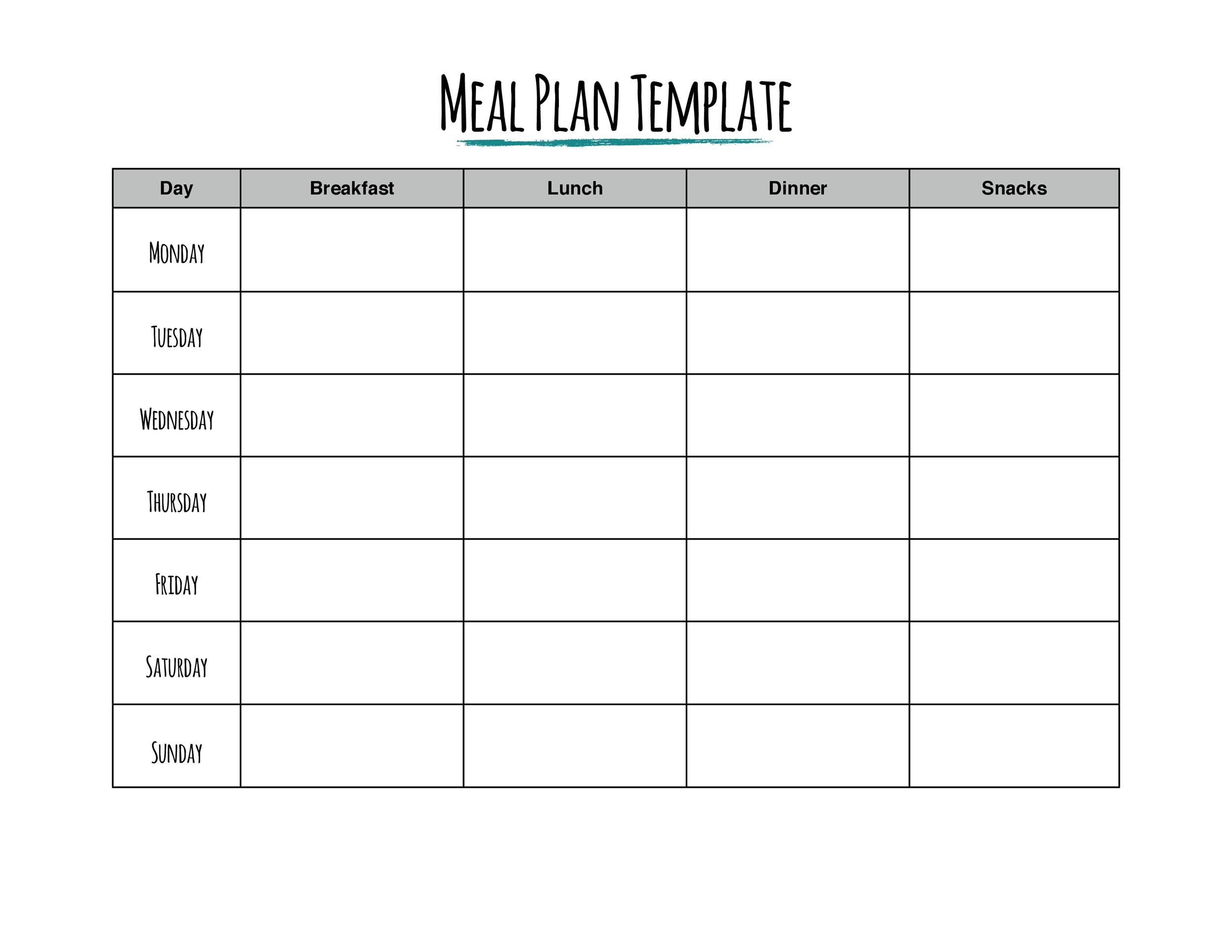 Dinner Meal Planning Template Collection