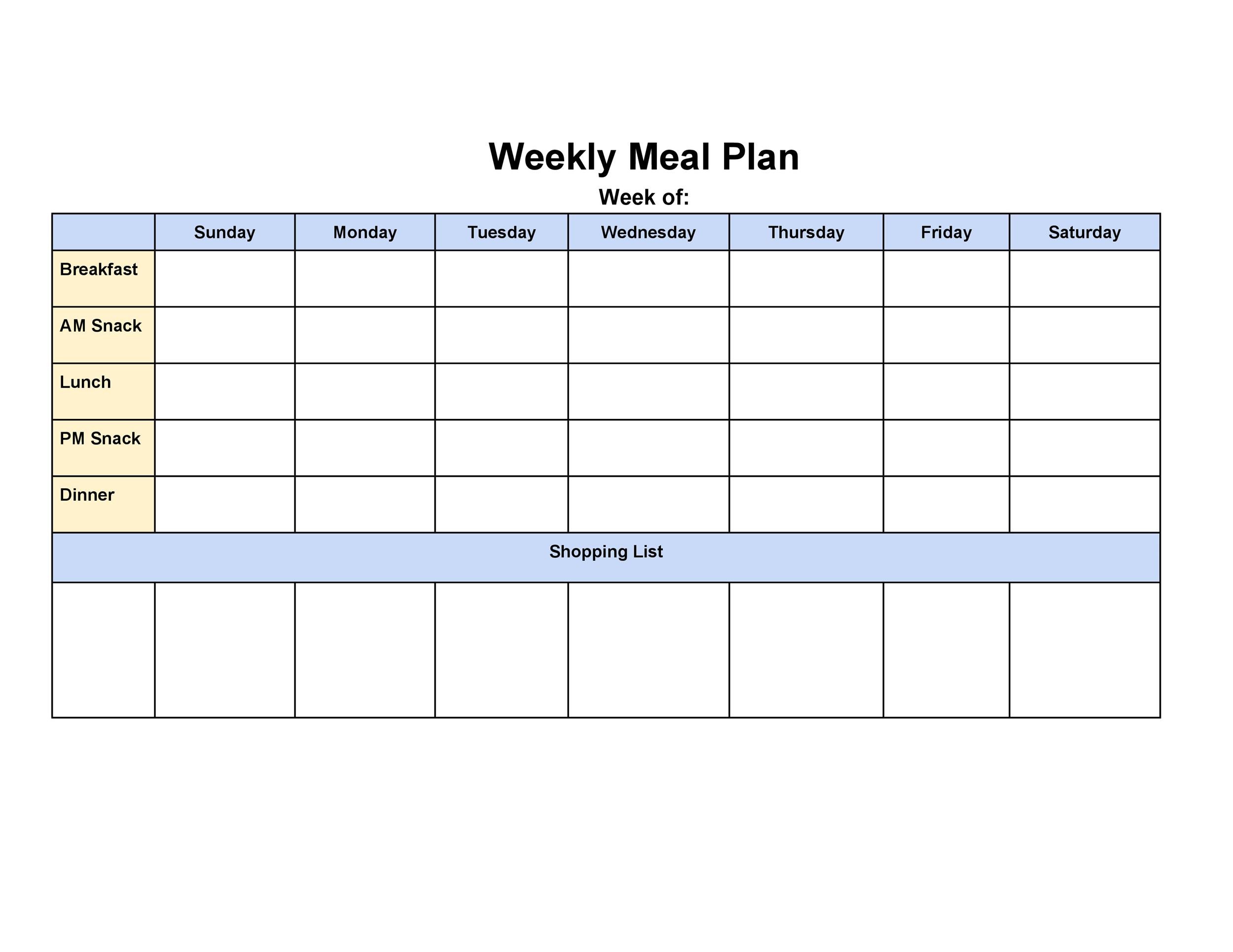 Free Meal Plan Template 26
