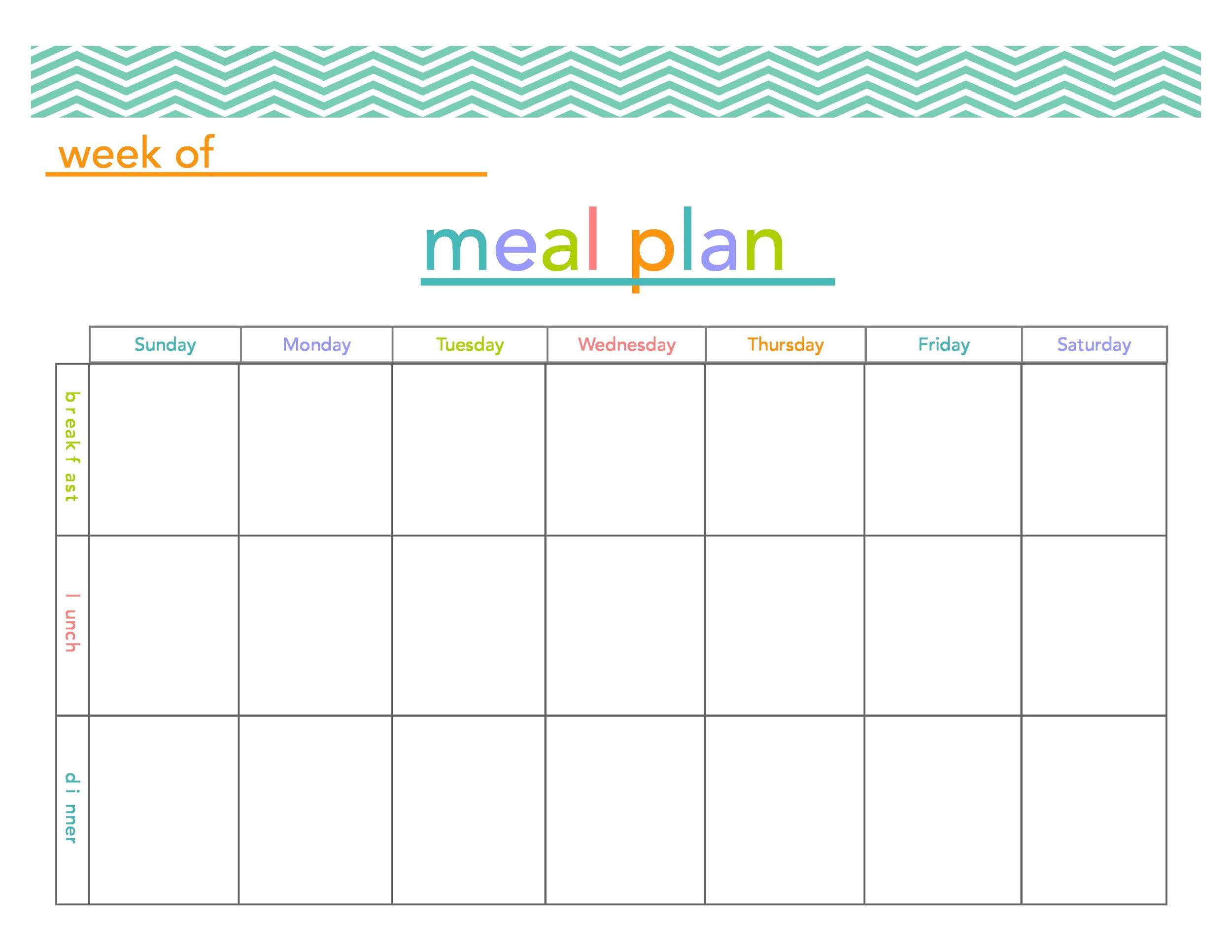 Free Meal Plan Template 41