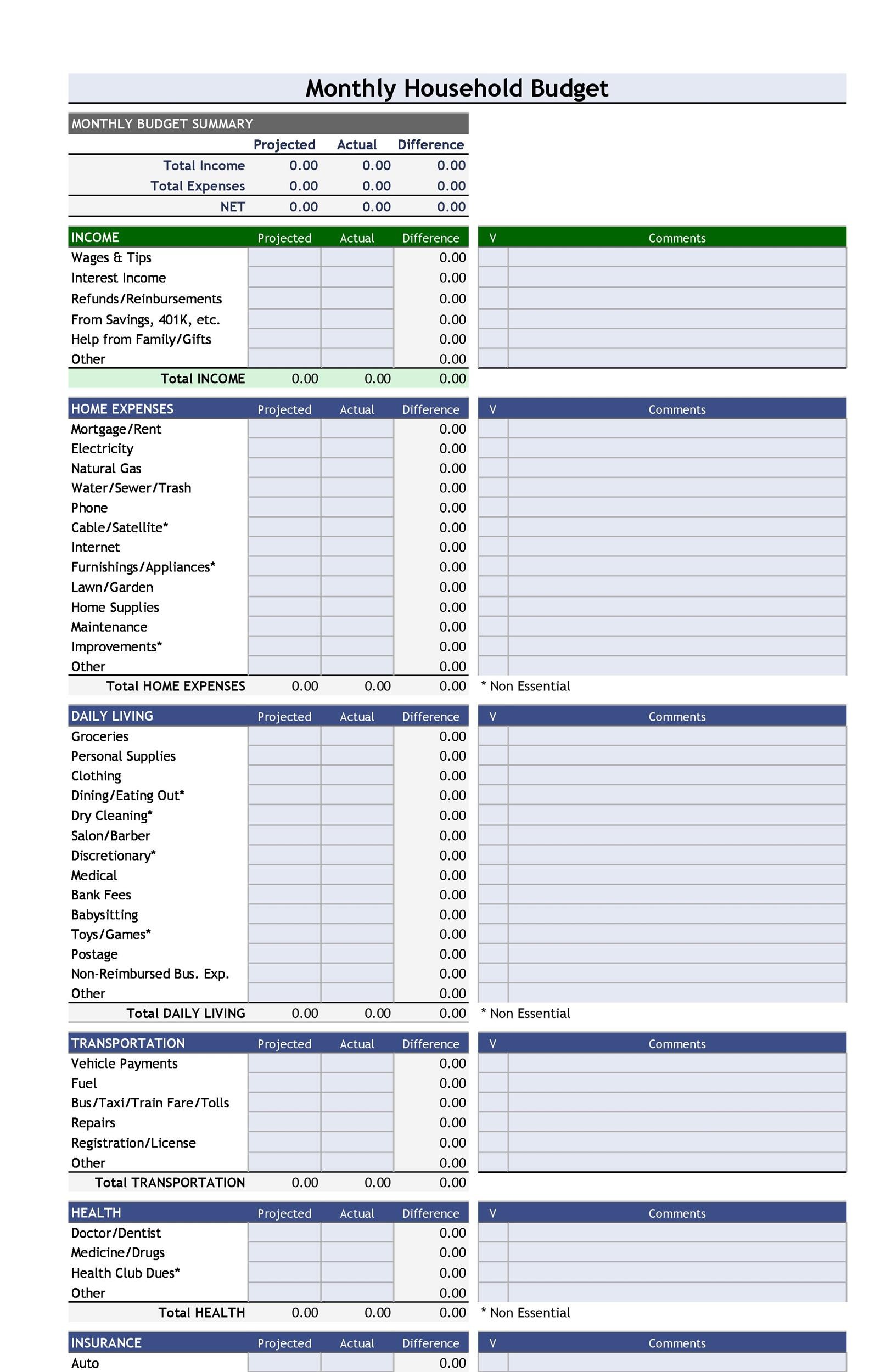 Free monthly budget template leqwerscale