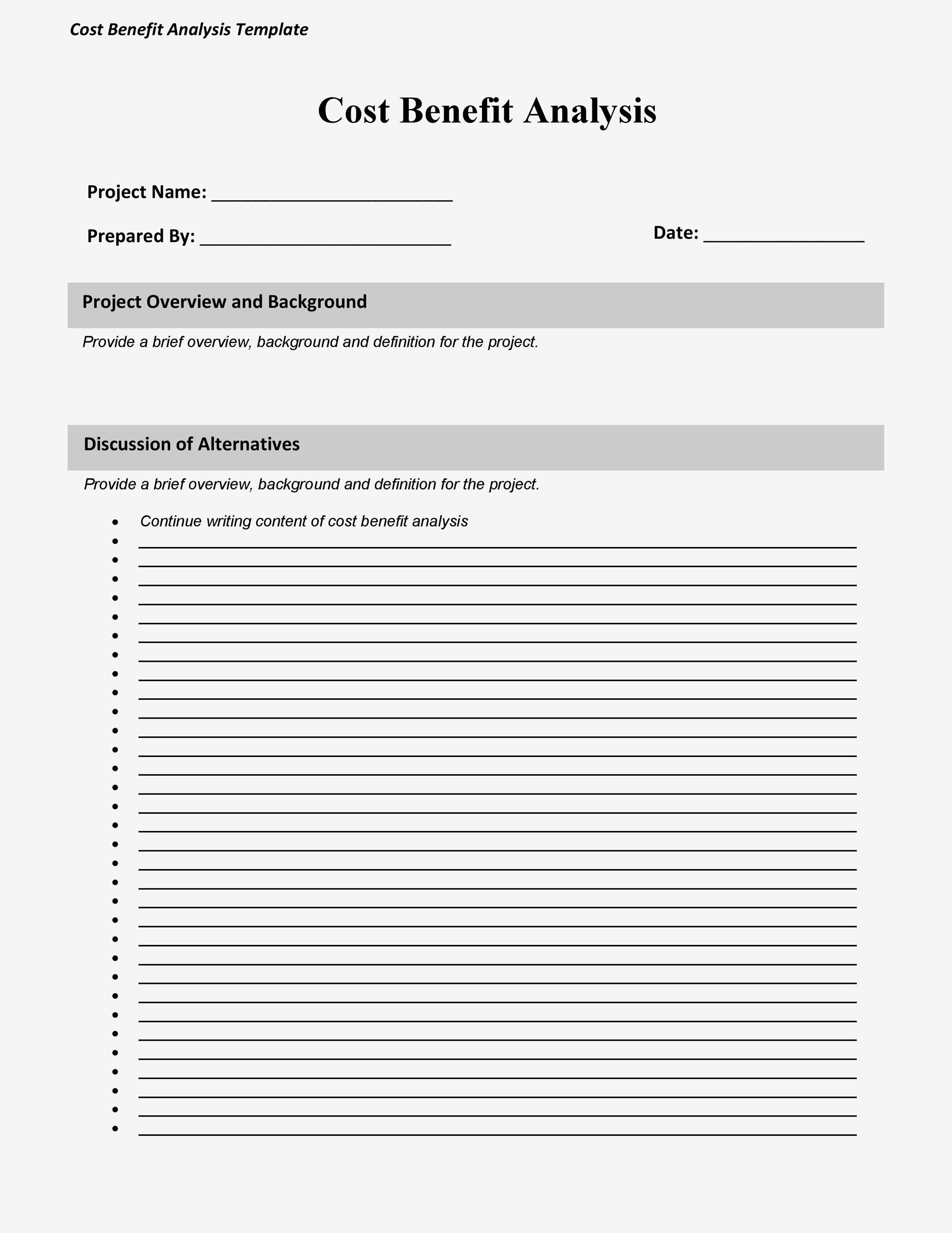 Free Cost Benefit Analysis Template 16