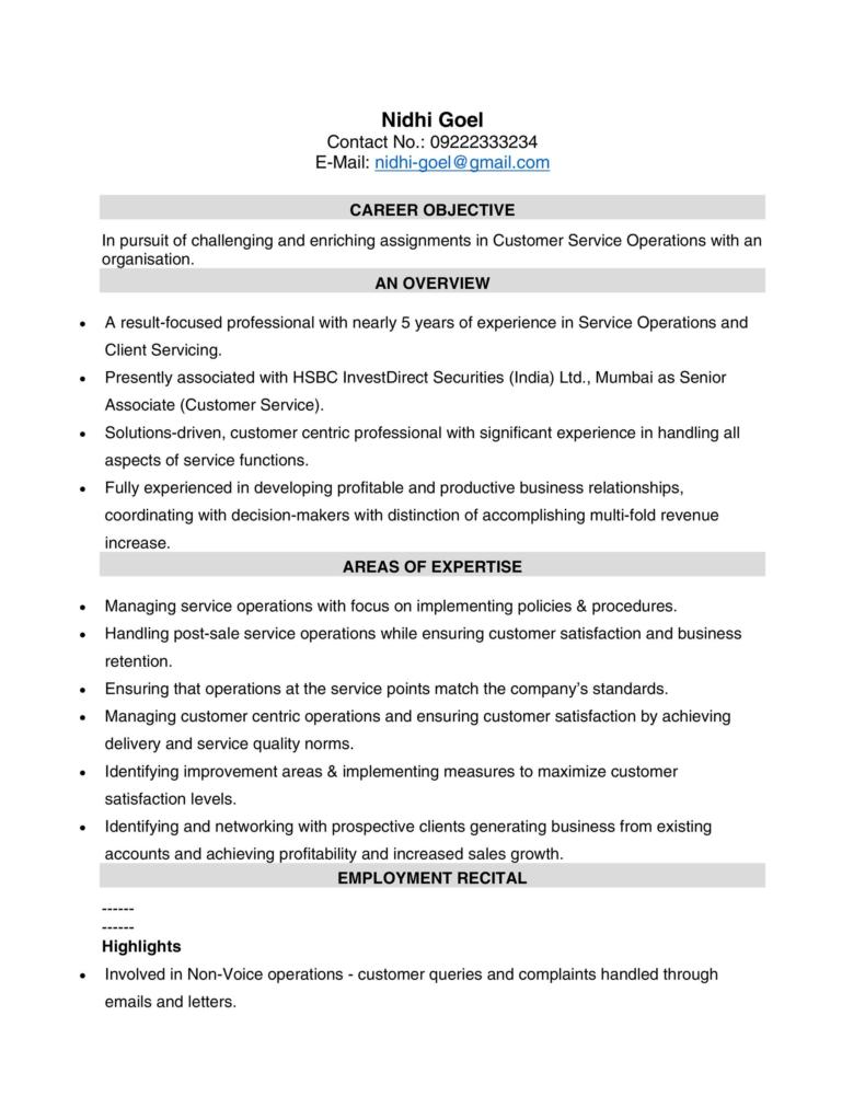functional resume example for customer service