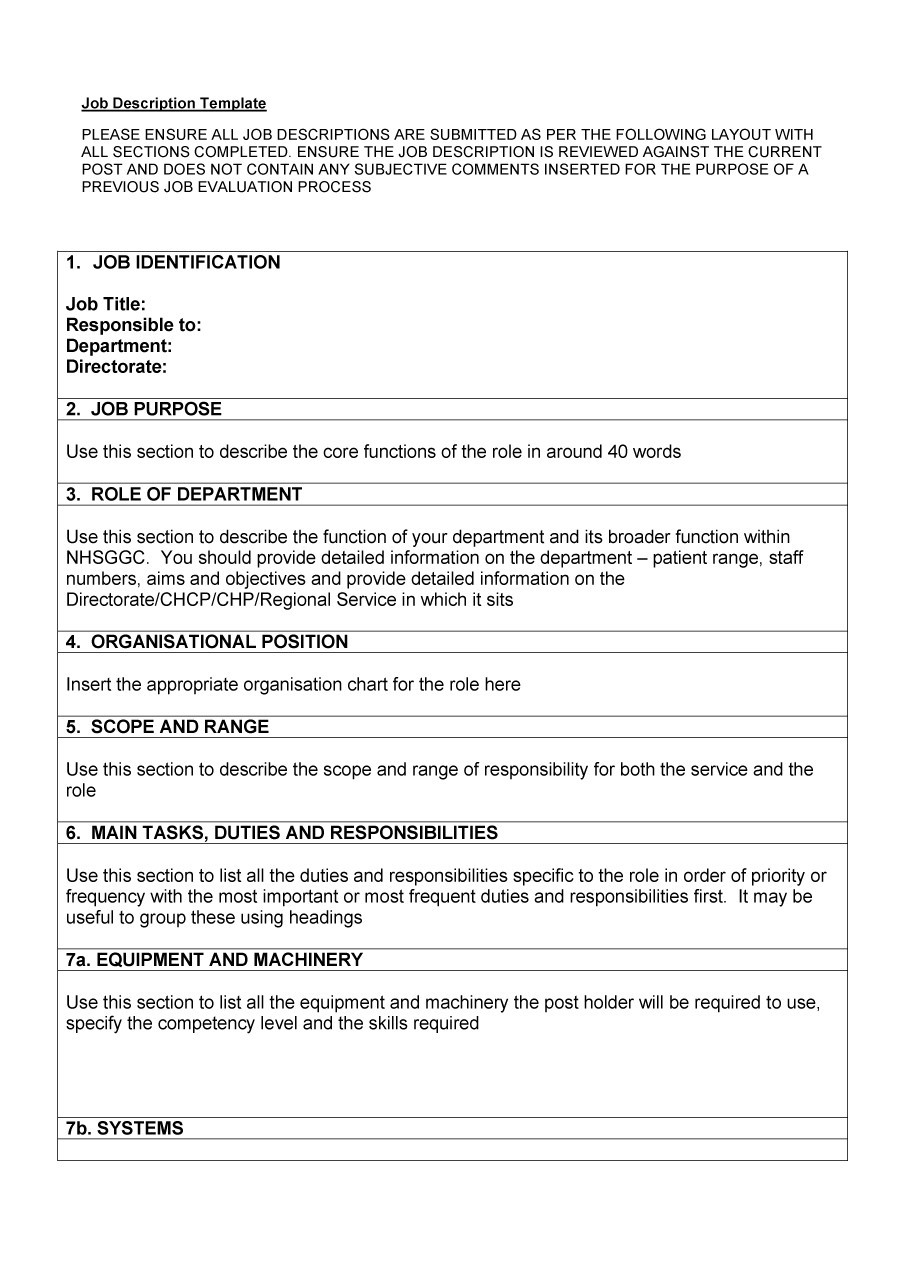 Simple Job Description Example   Job Description Template 01 