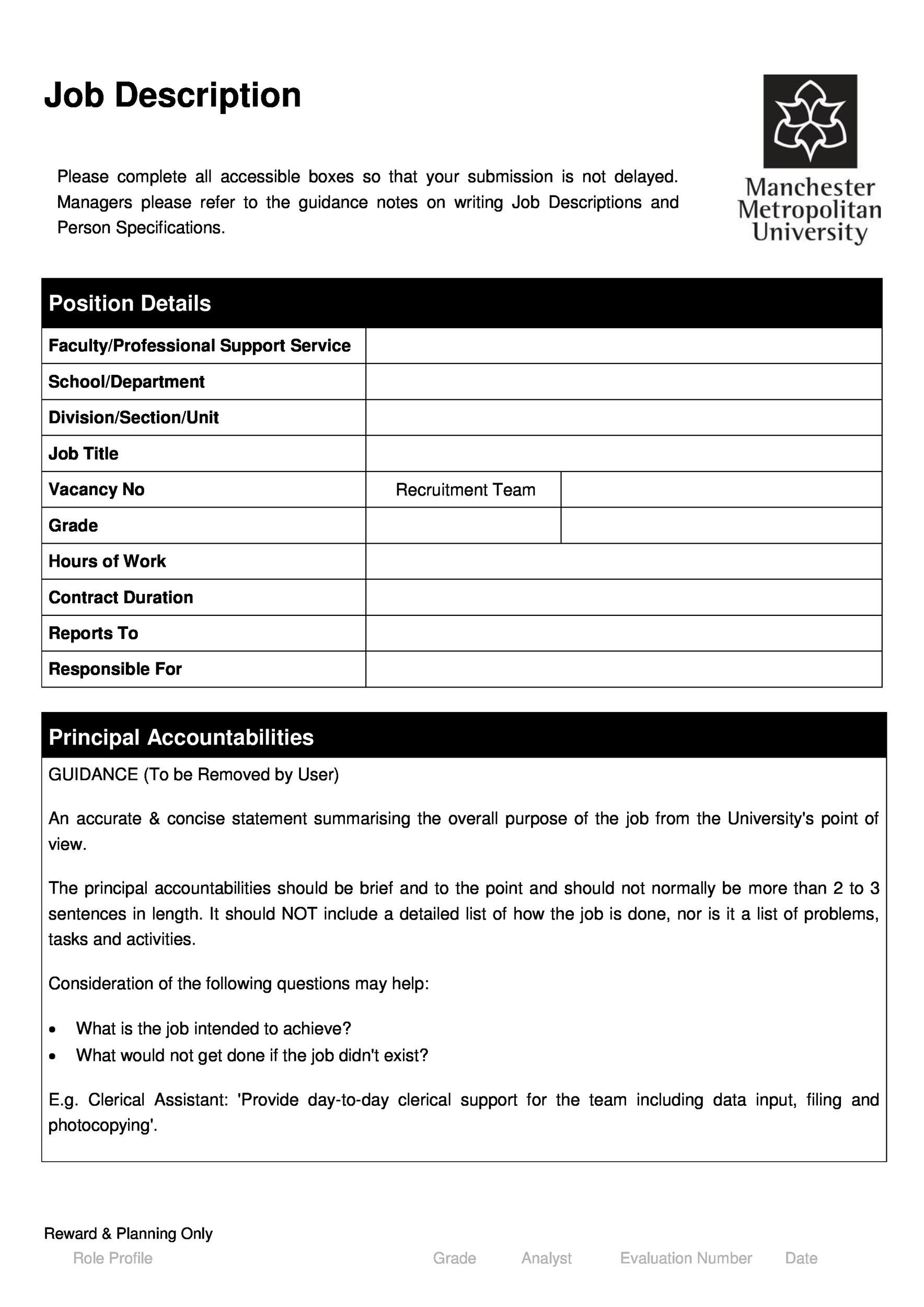 job description assignment for students
