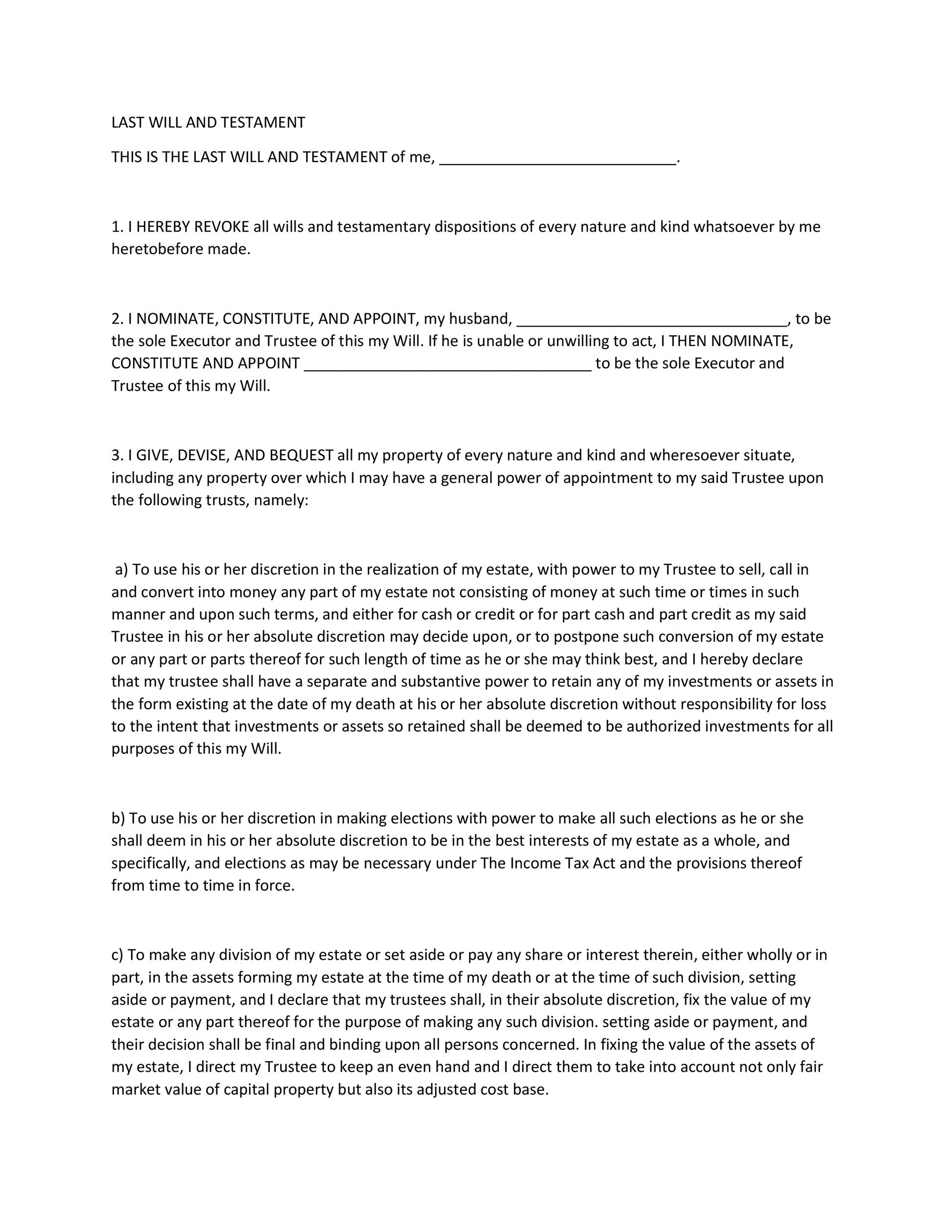 Free Last will and testament template 08