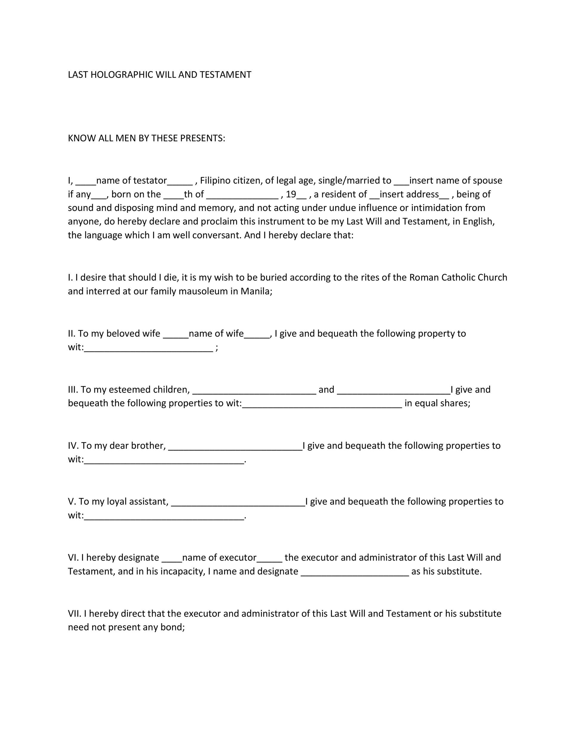 Free Last will and testament template 12