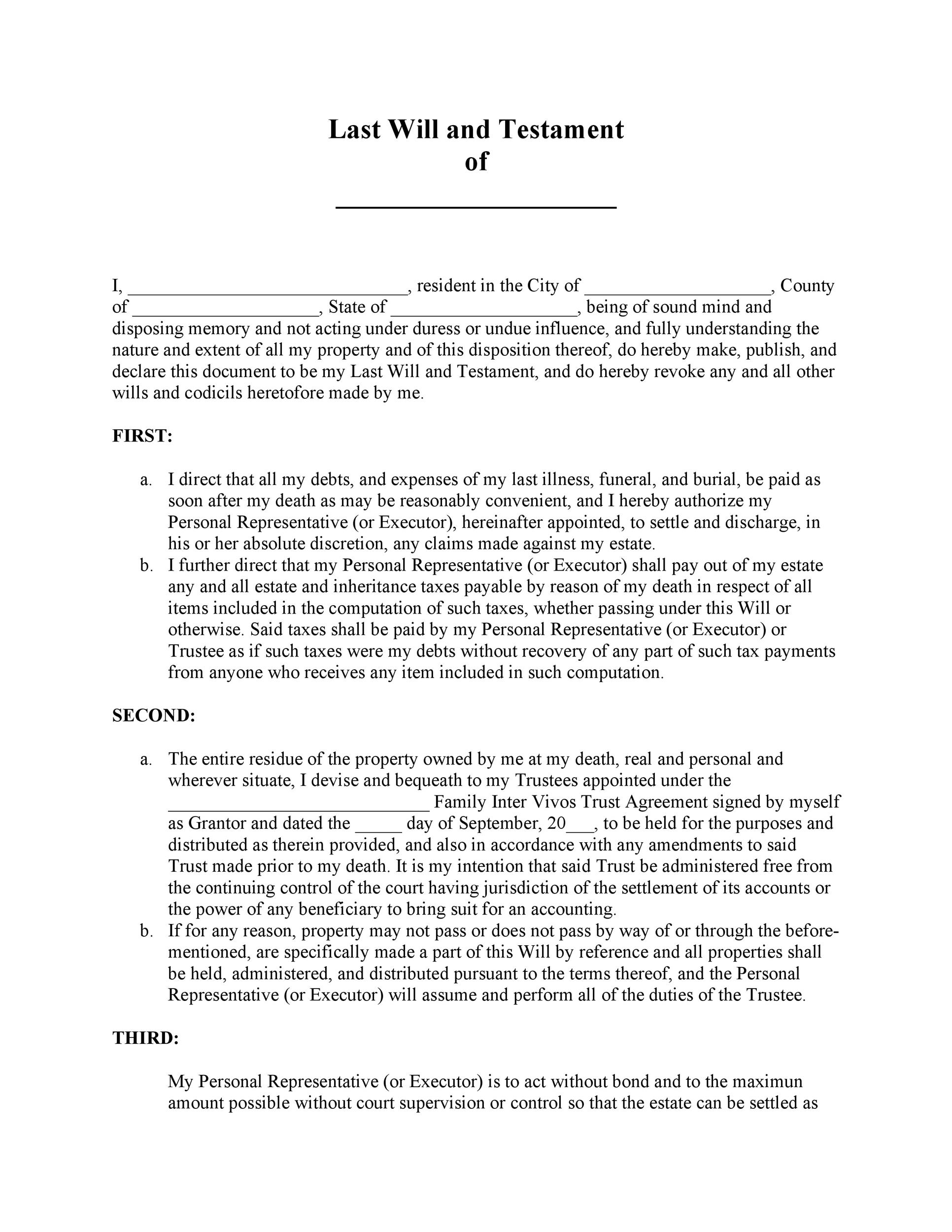 Free Last will and testament template 18