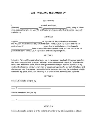 39 Last Will and Testament Forms & Templates ᐅ TemplateLab