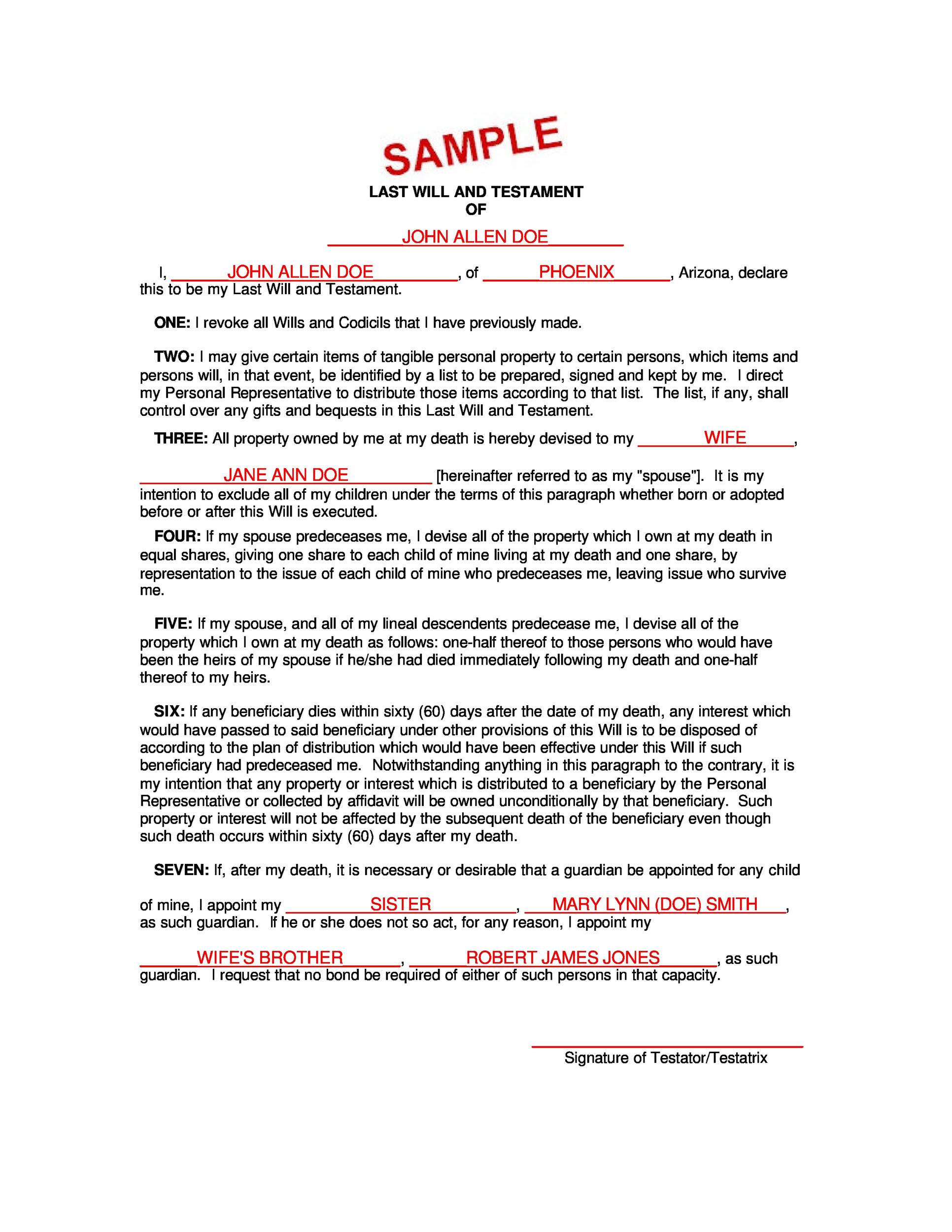 Free Last will and Testament template 27