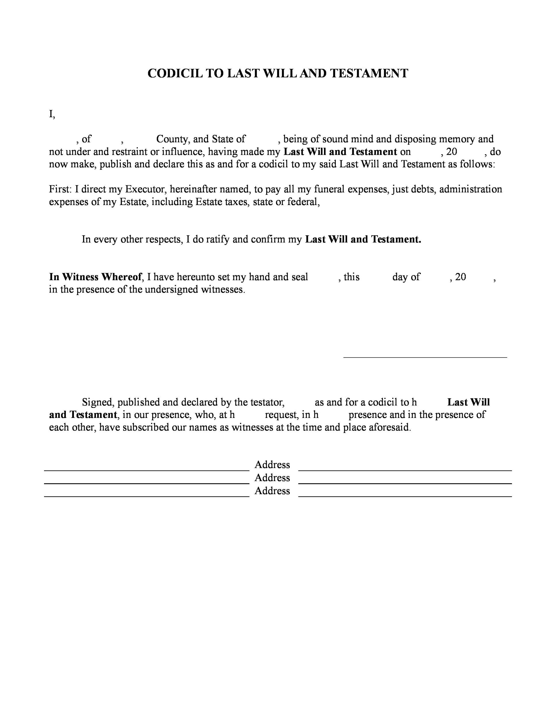 Free Last will and Testament template 32
