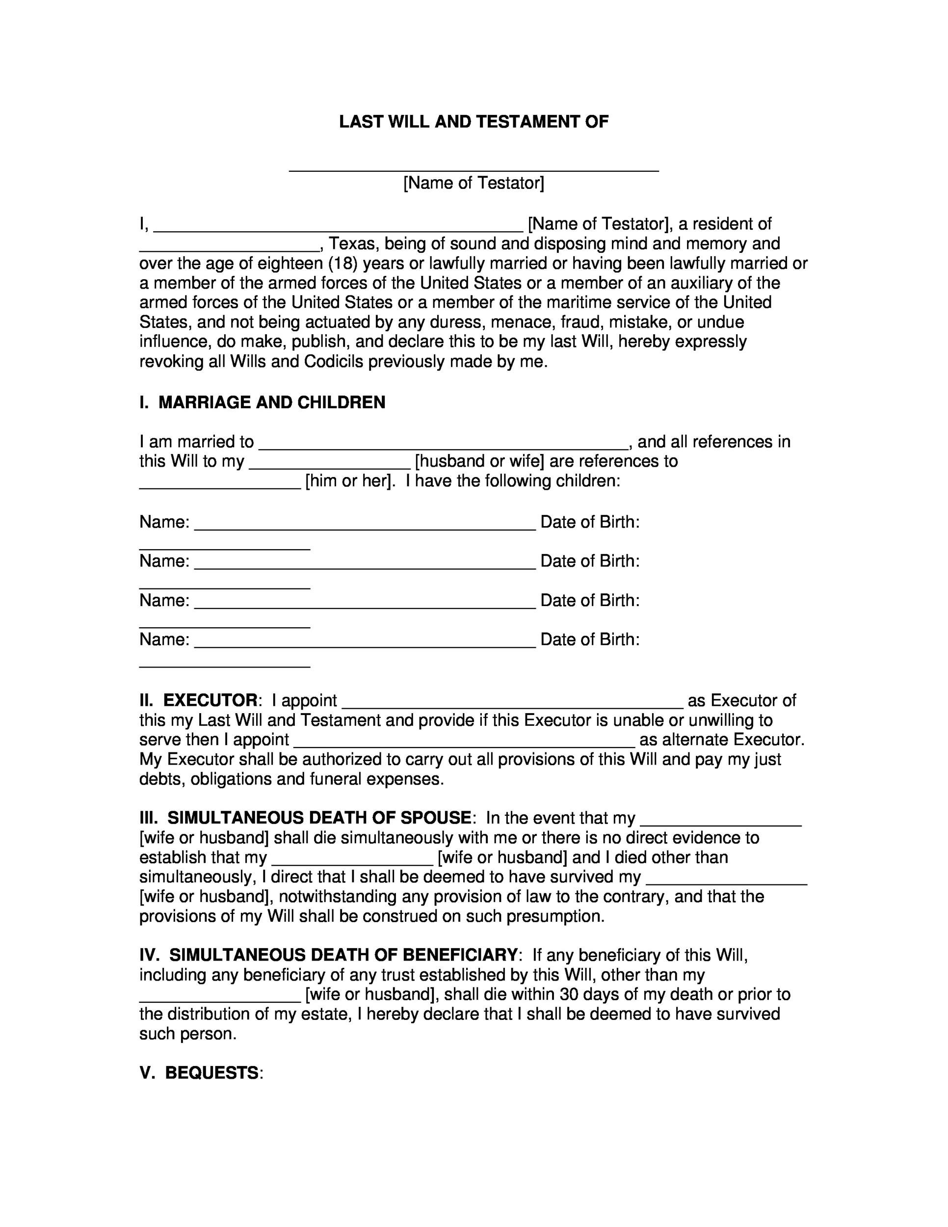 39 Last Will And Testament Forms And Templates Templatelab 8497