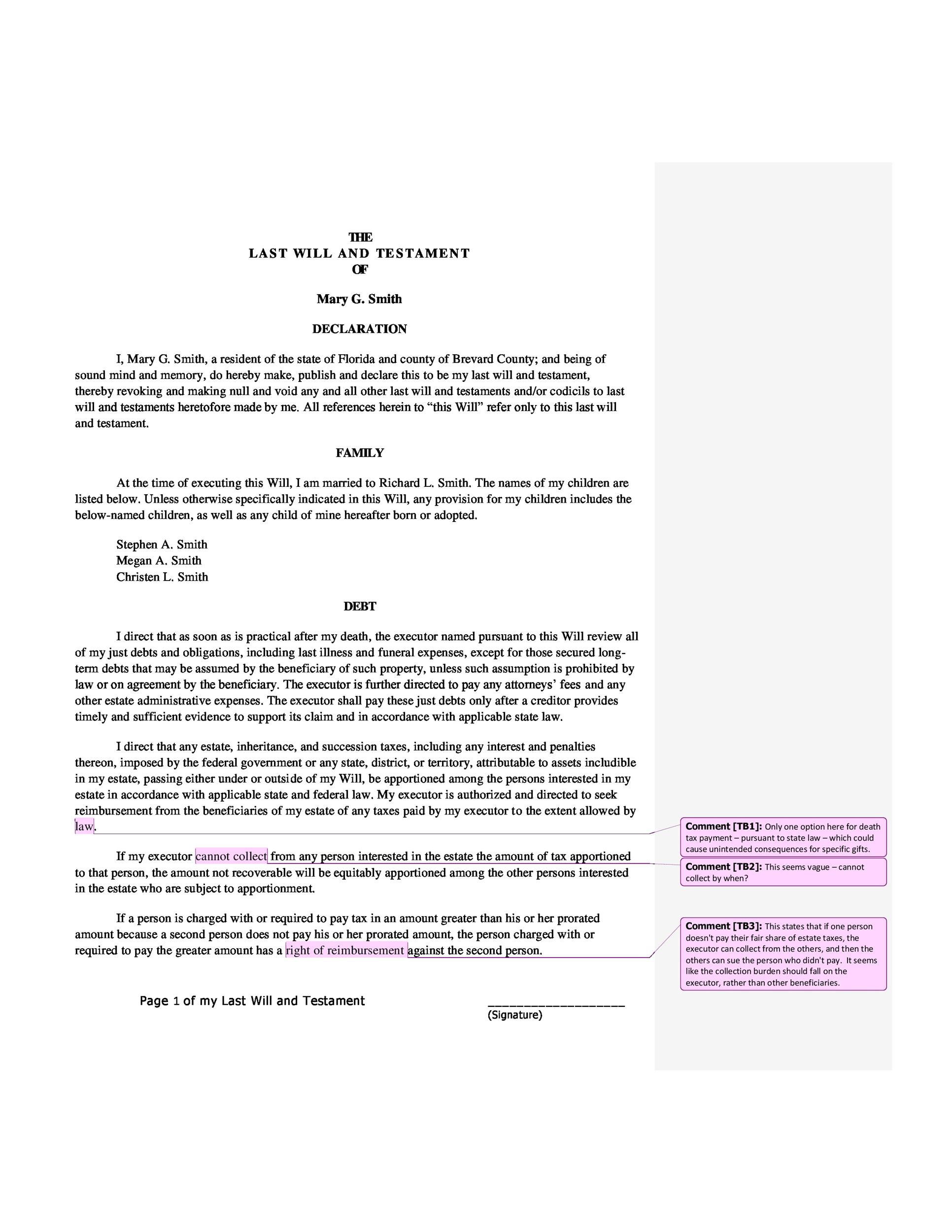 Free Last will and Testament template 37