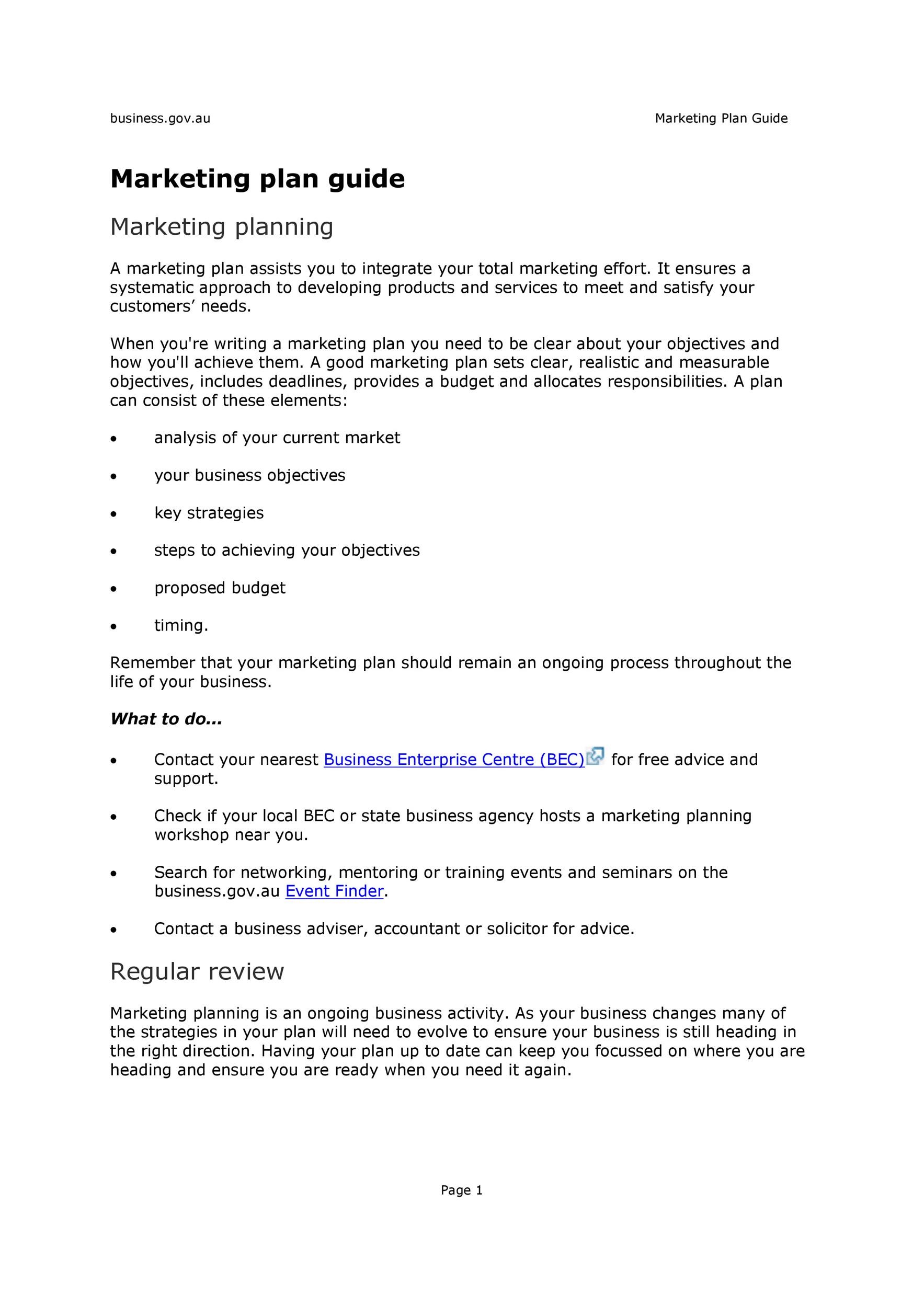 Marketing Plan Format Example