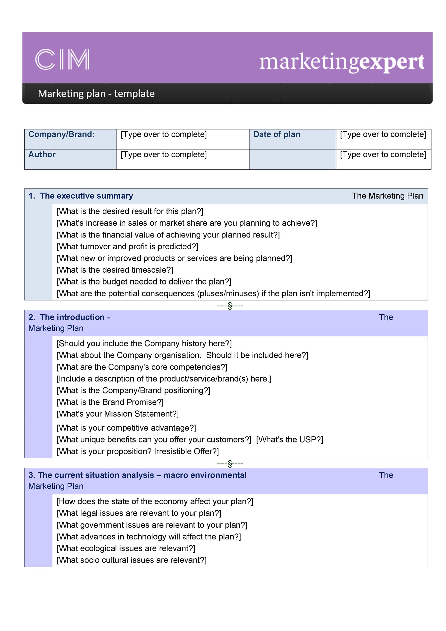 Free Printable Marketing Plan Template - Free Printable Templates