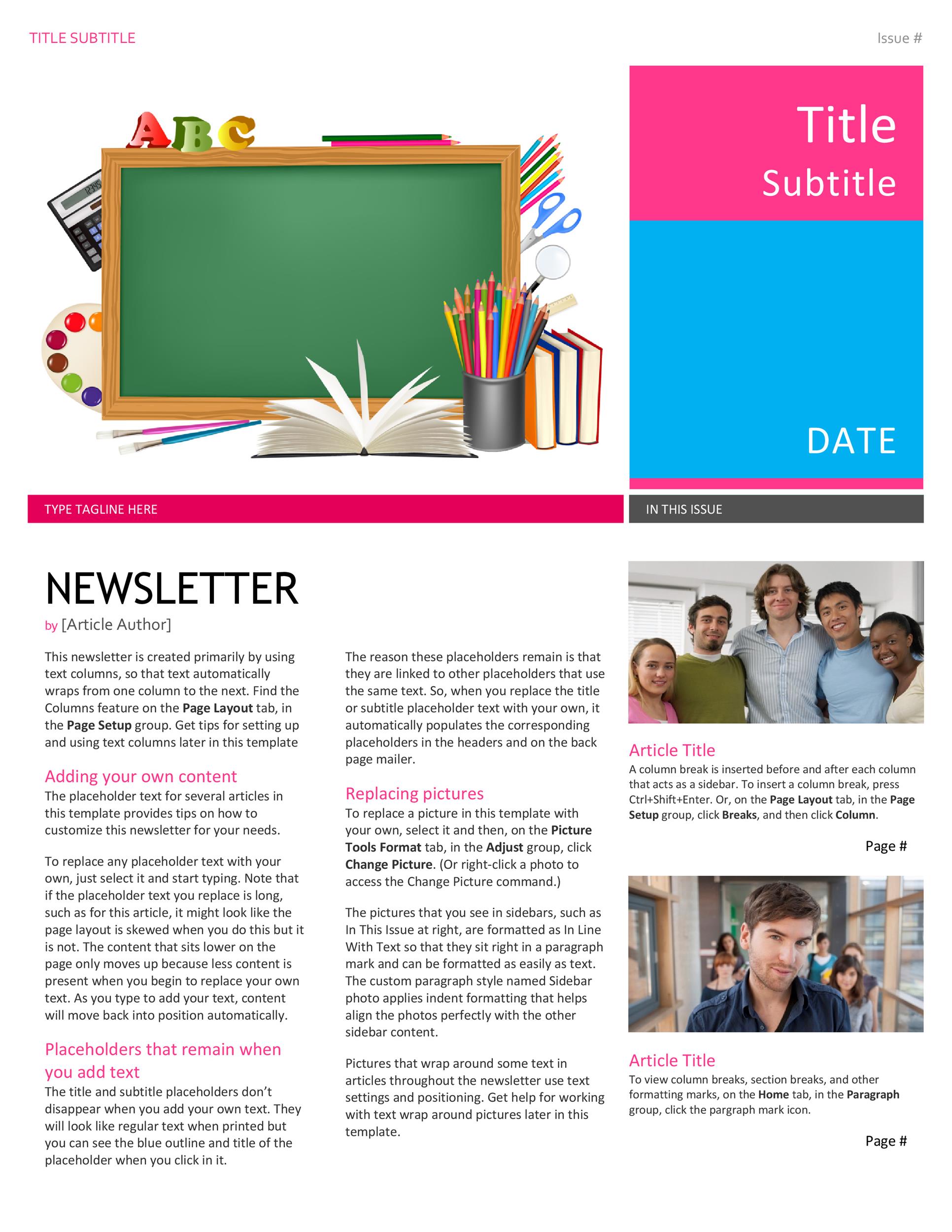 50 FREE Newsletter Templates For Work School And Classroom