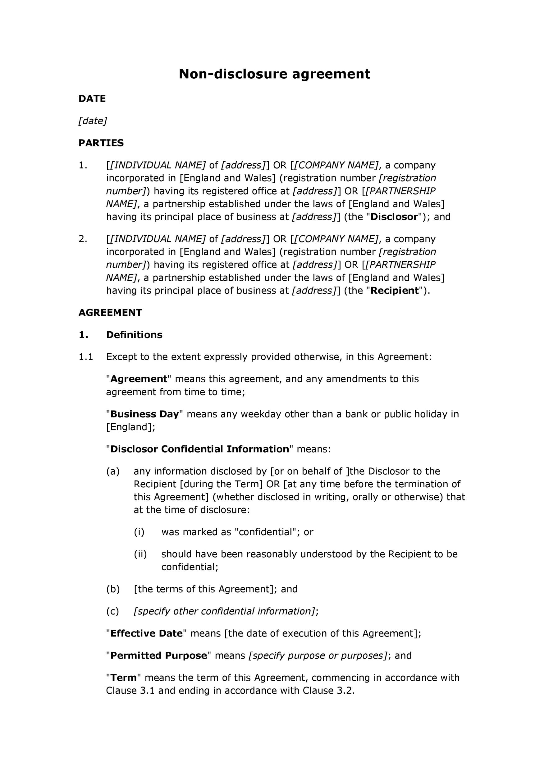 Free Non Disclosure Agreement Template 20