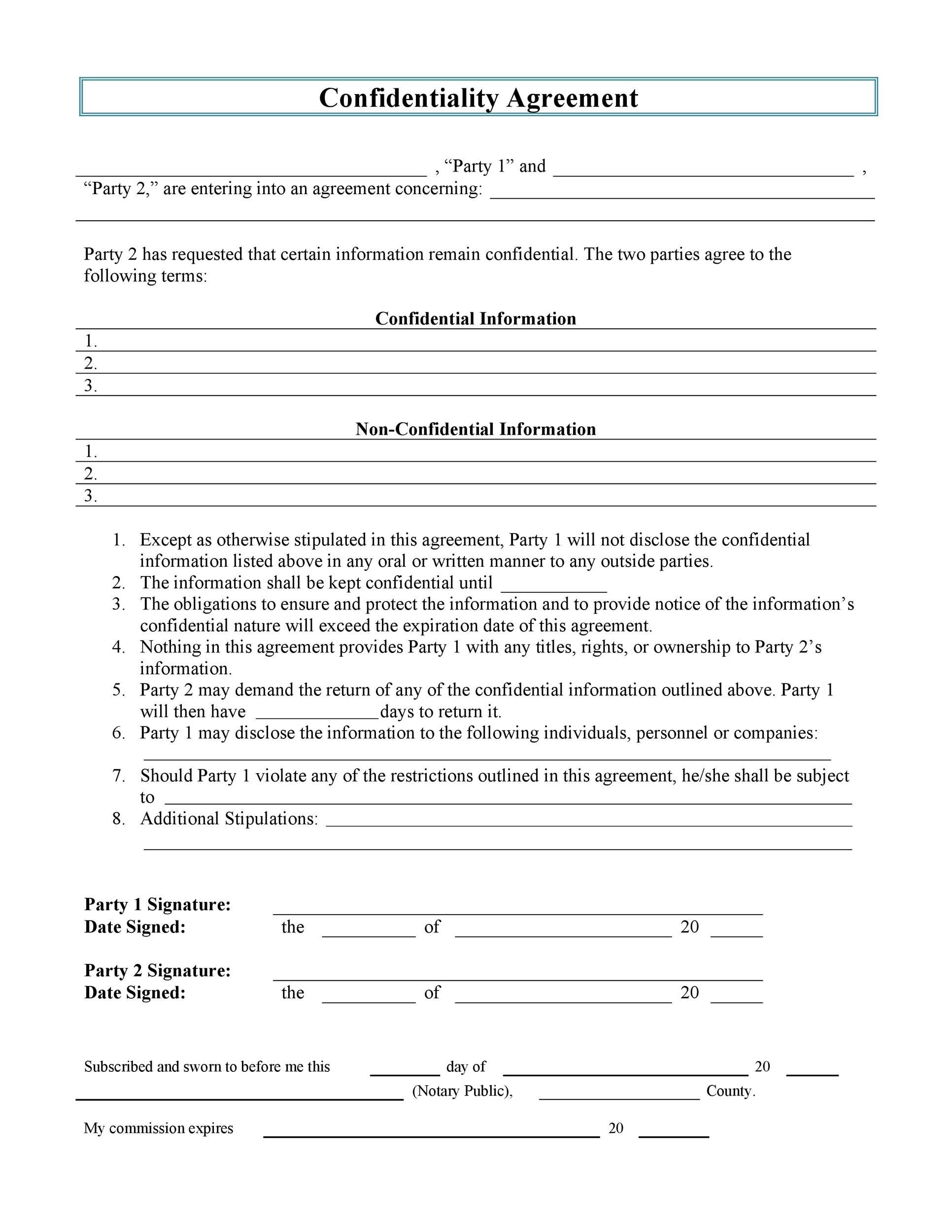 40 Non Disclosure Agreement Templates Samples Forms ᐅ Templatelab
